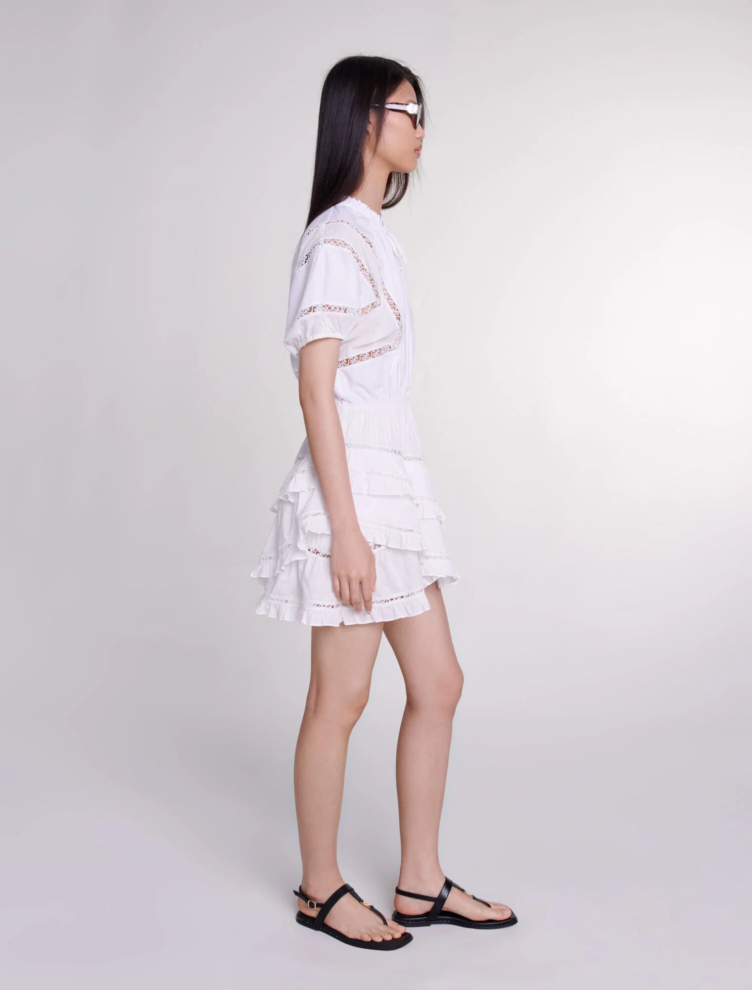 White Short embroidered dress