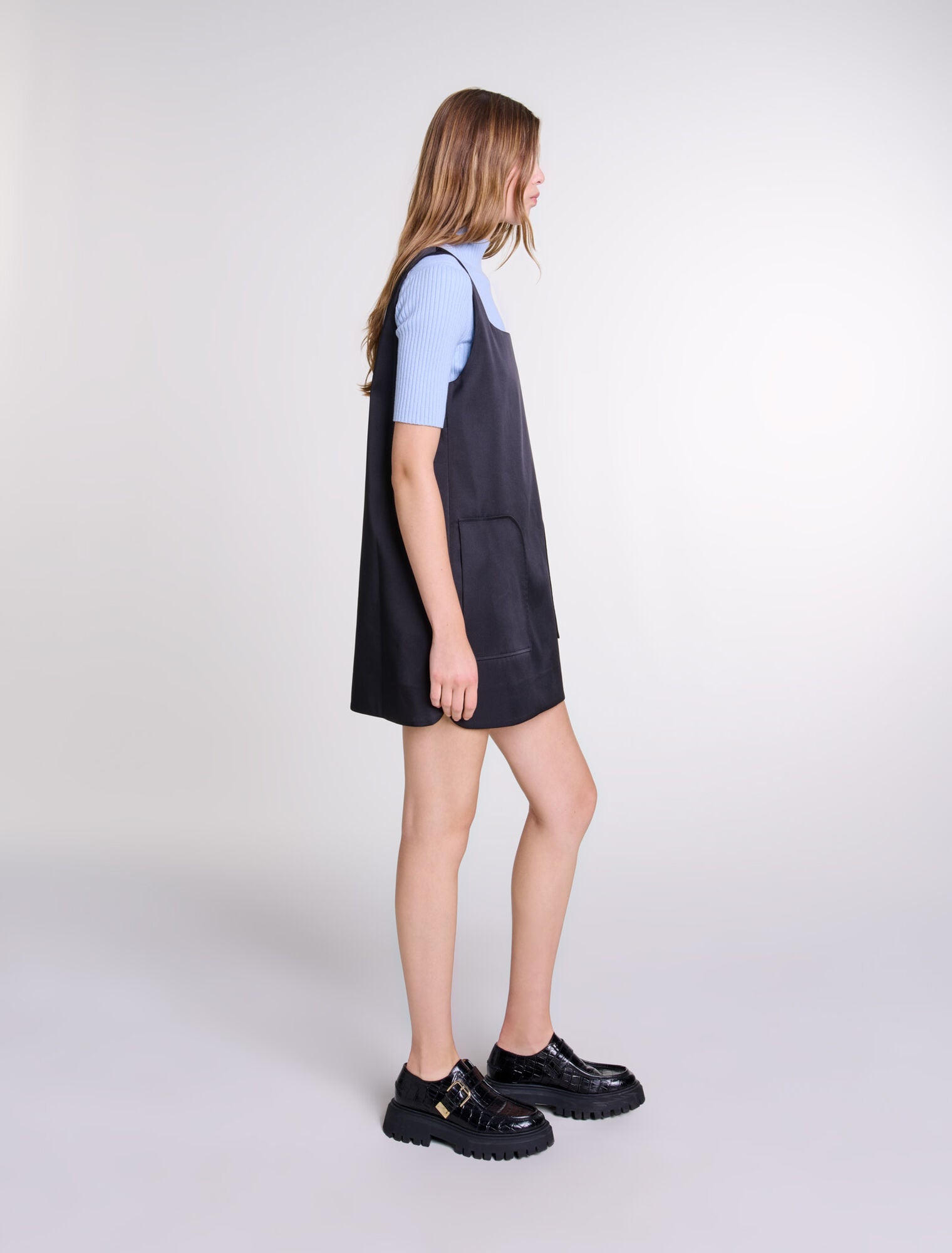 Black   Satin pinafore dress