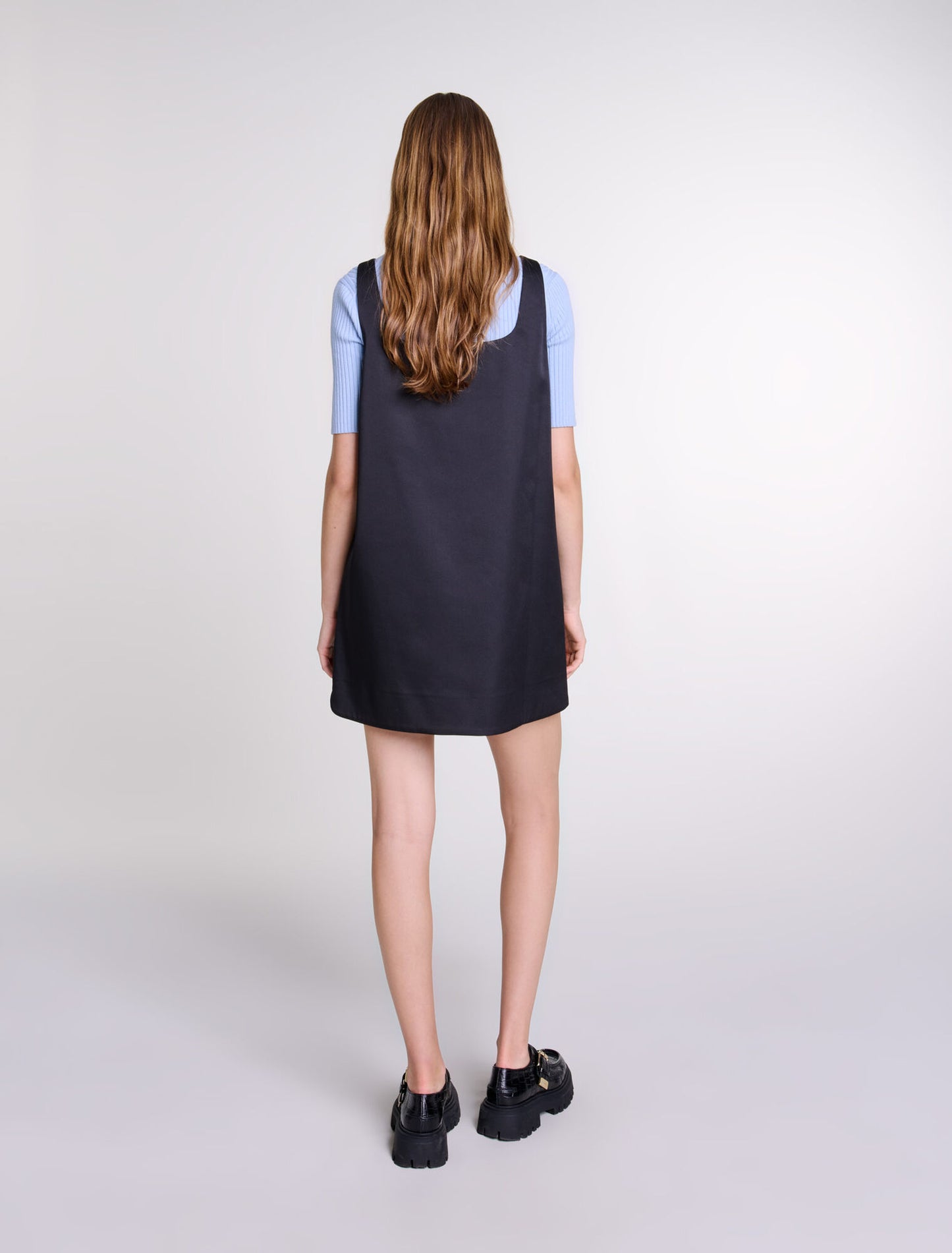 Black   Satin pinafore dress