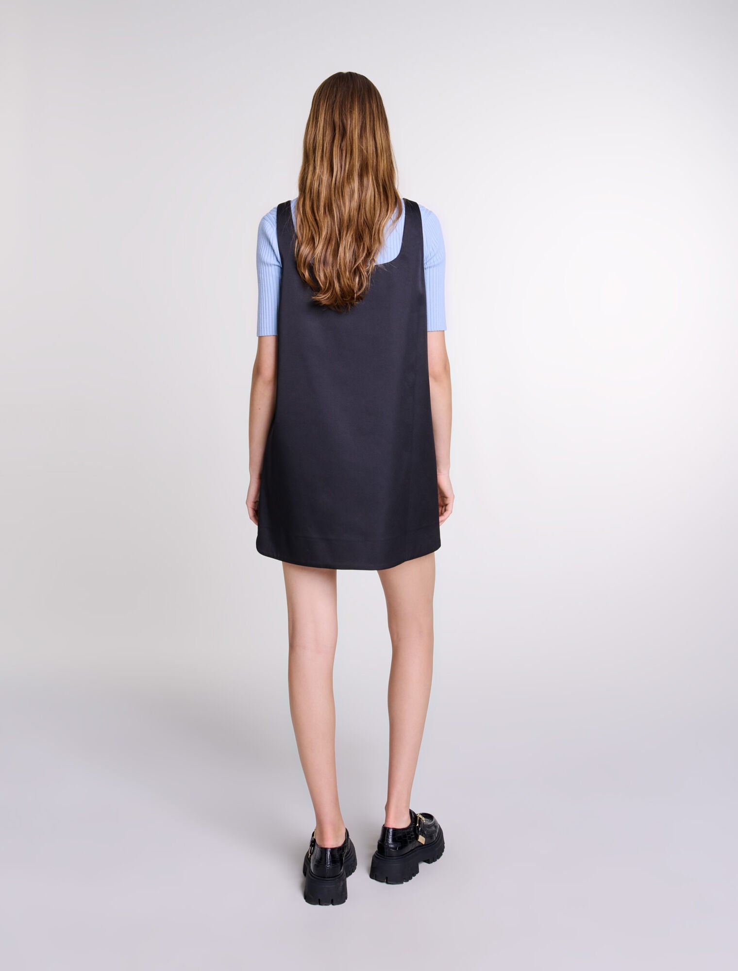 Black   Satin pinafore dress