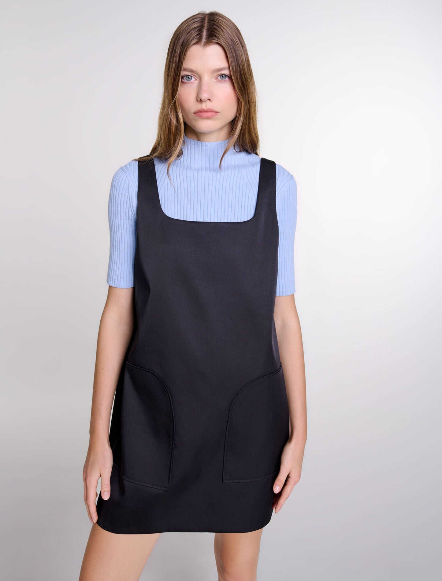 Black   Satin pinafore dress