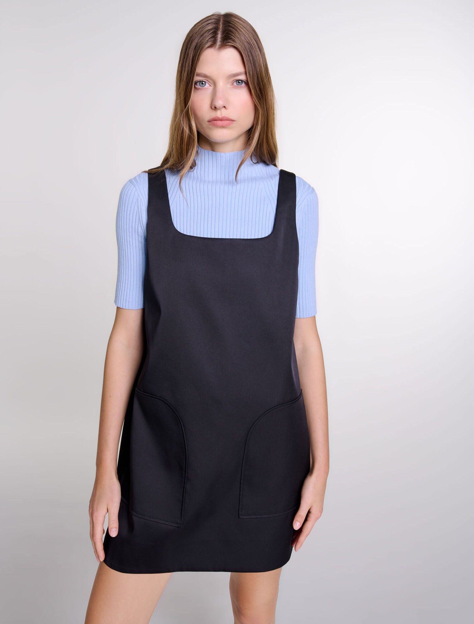 Black   Satin pinafore dress