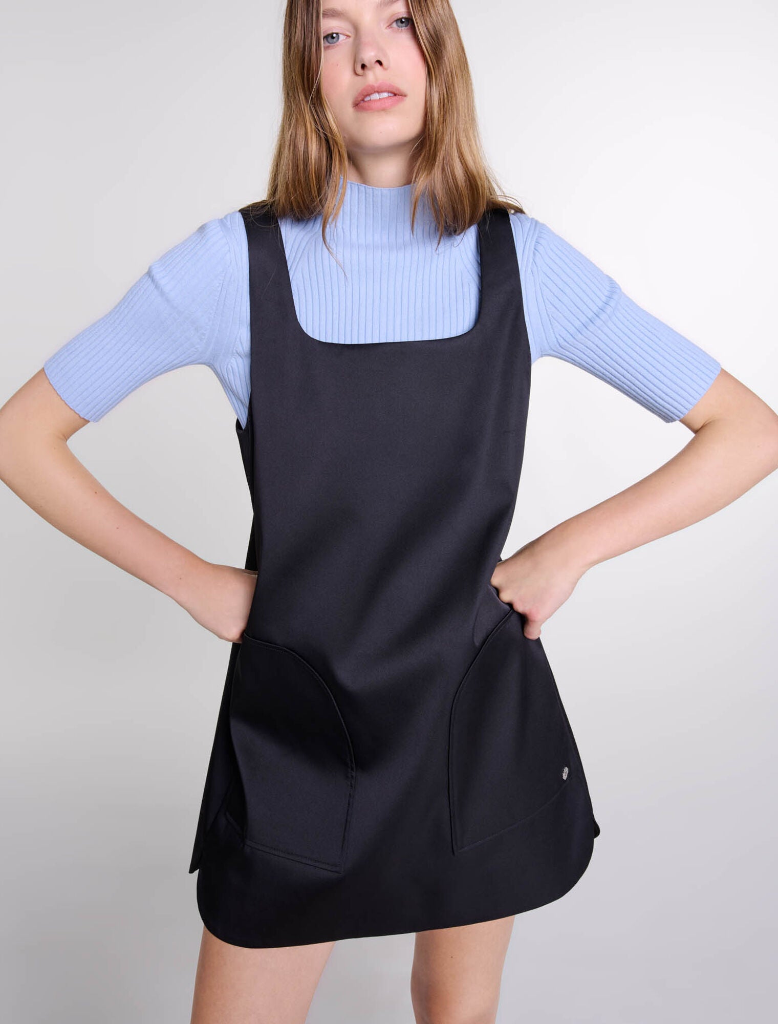 Black   Satin pinafore dress