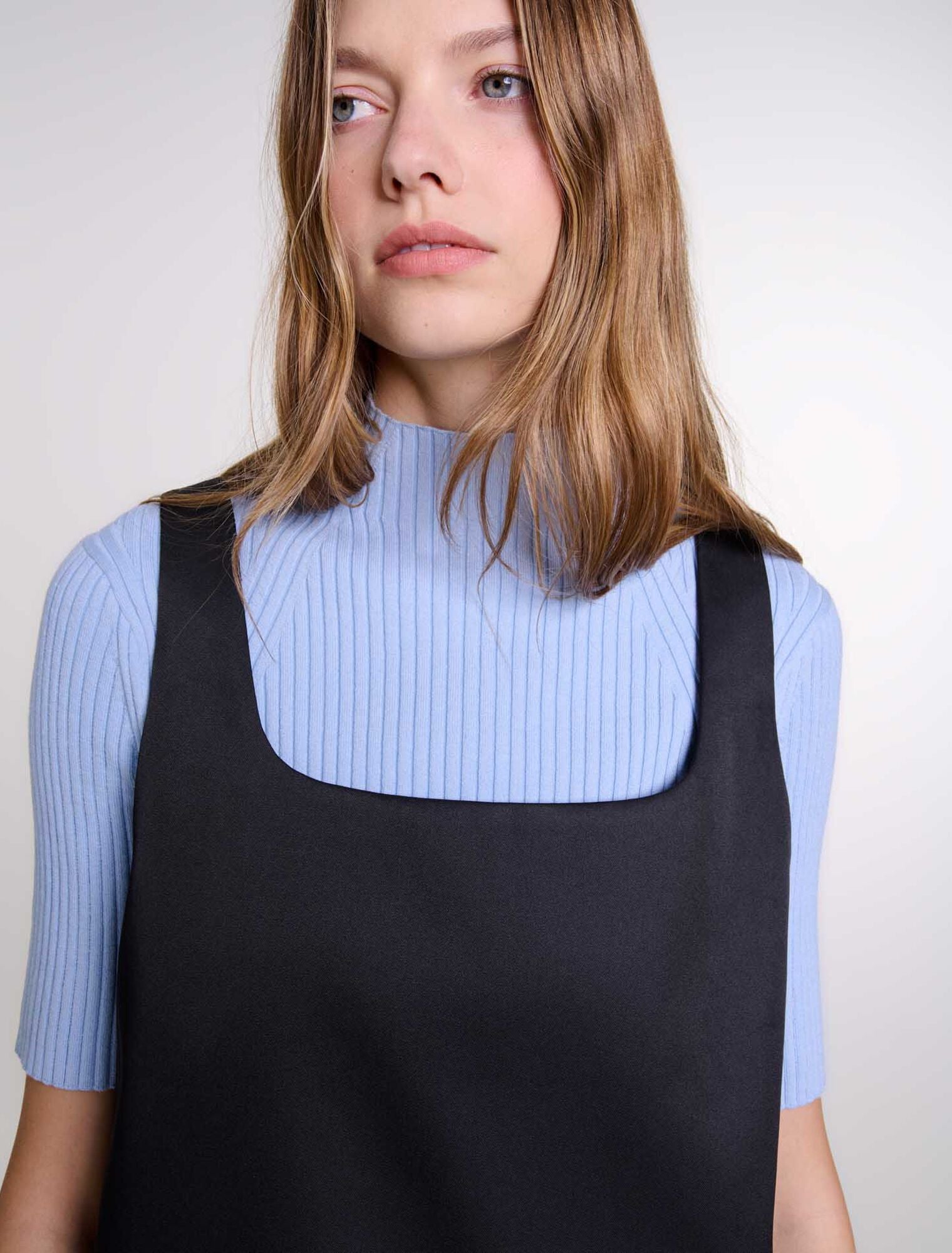 Black   Satin pinafore dress