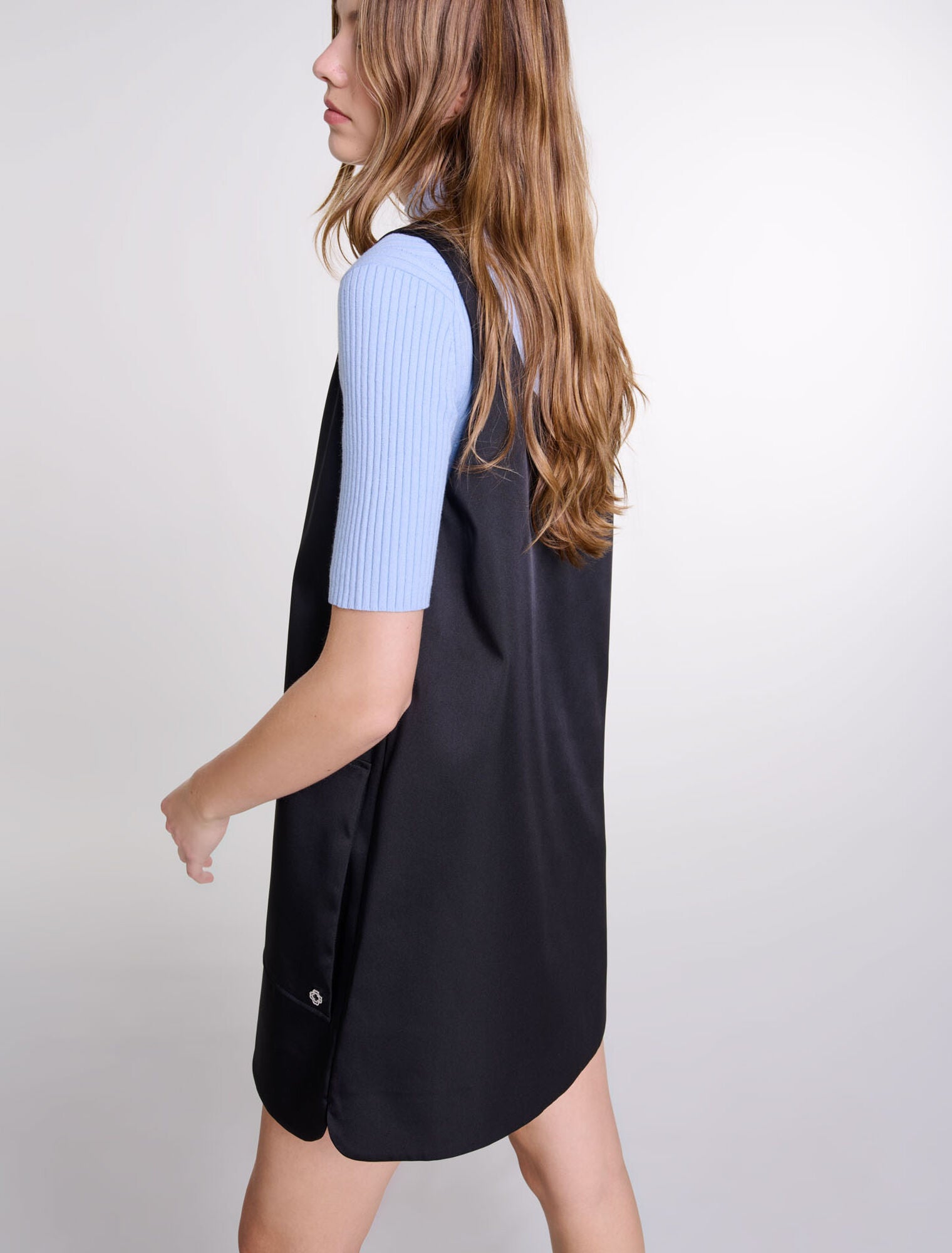 Black   Satin pinafore dress