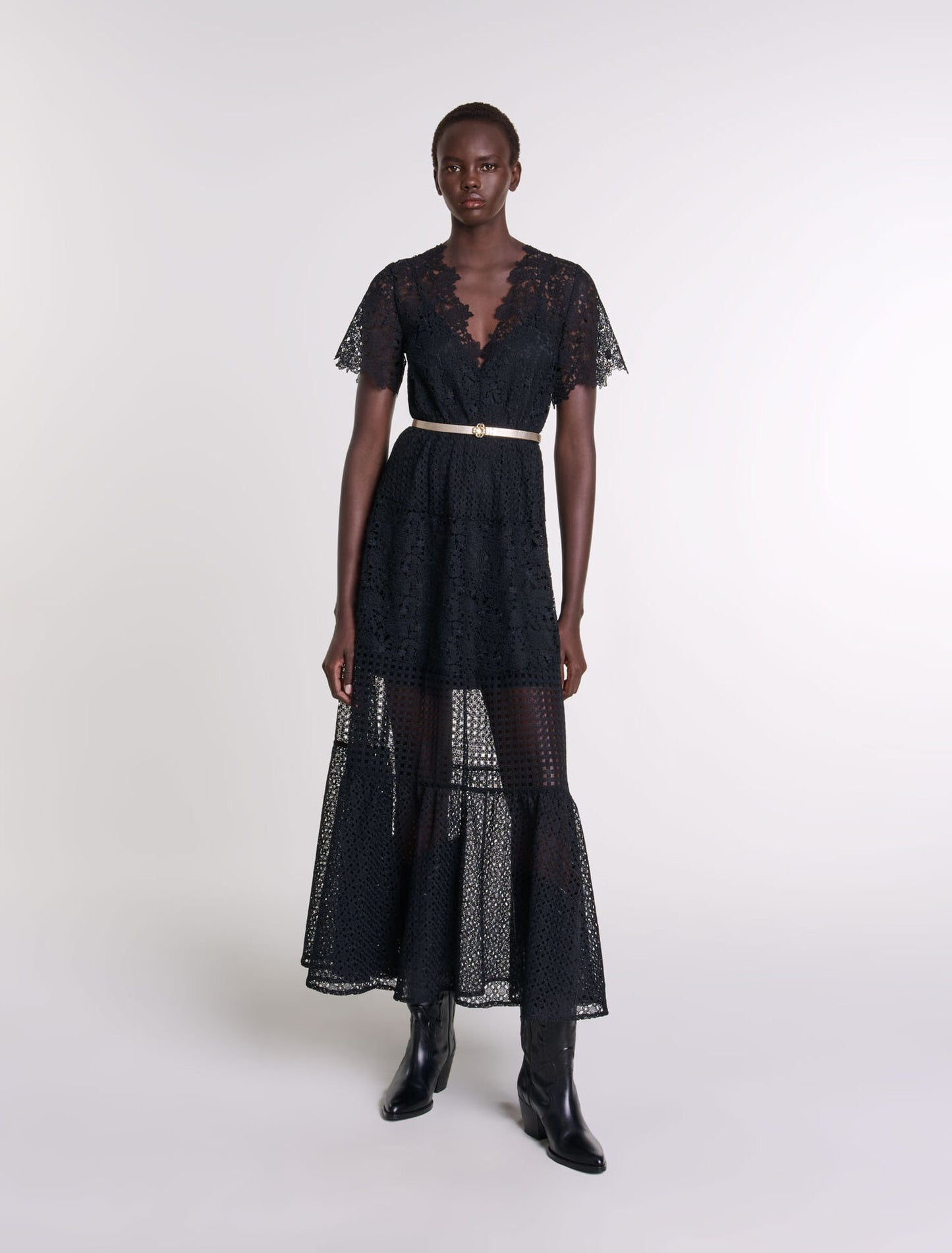 Black featured-Lace Maxi Dress