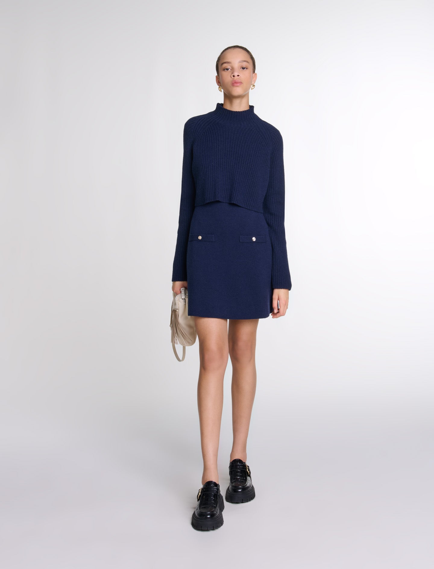 Navy featured Knit 2-in-2 short dress