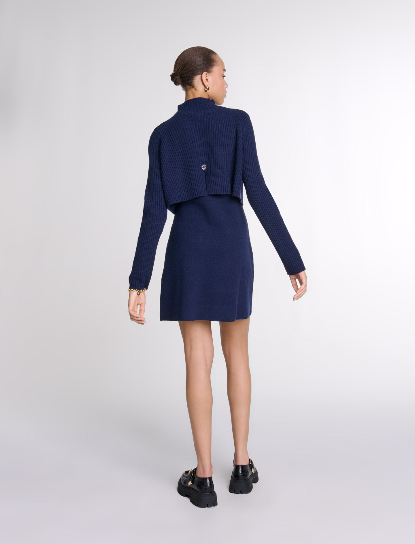 Navy   Knit 2-in-2 short dress