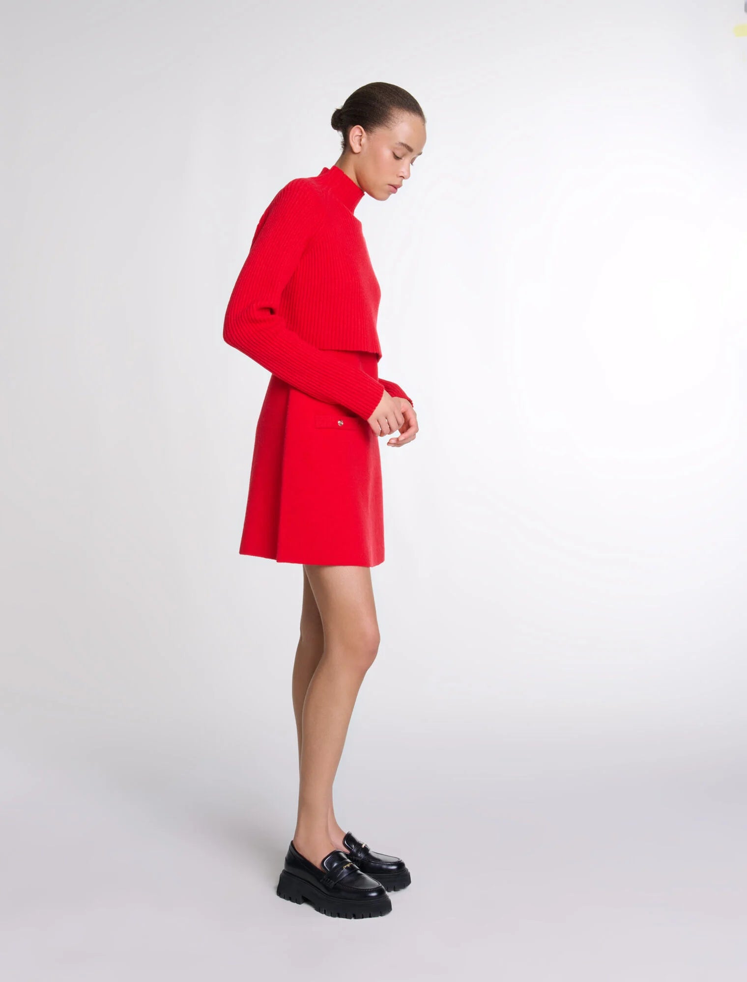 Red  -Knit 2-in-2 short dress