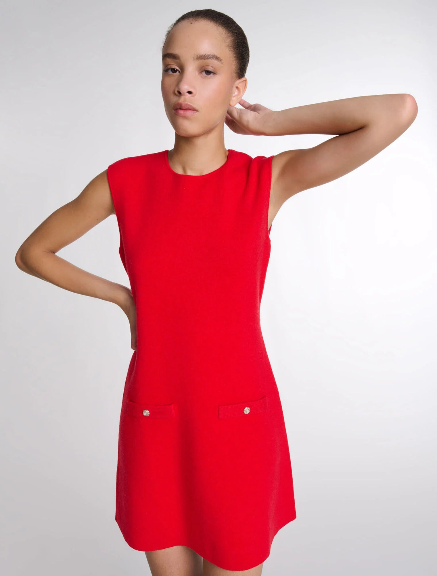 Red  -Knit 2-in-2 short dress