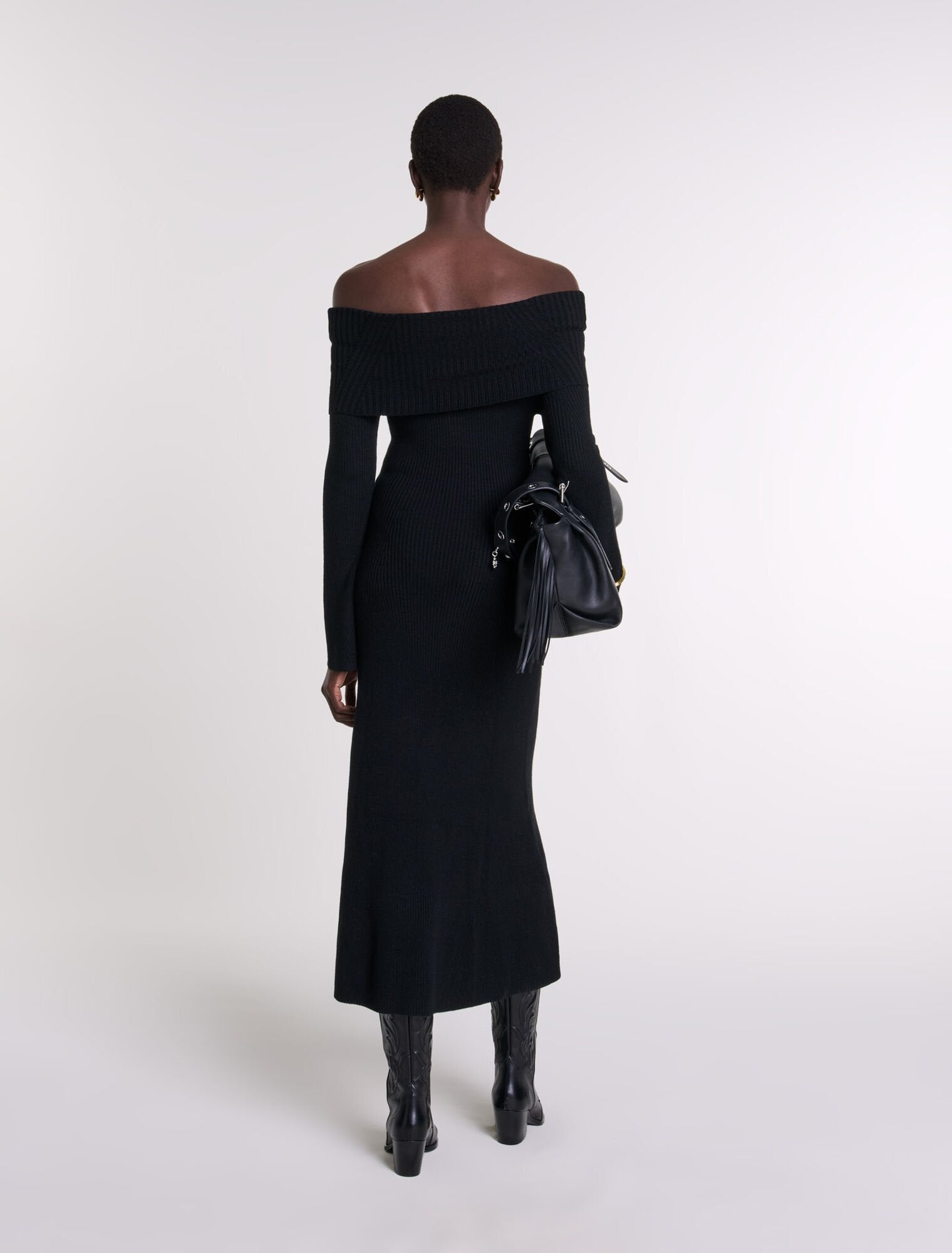 Black-Knit Maxi Dress