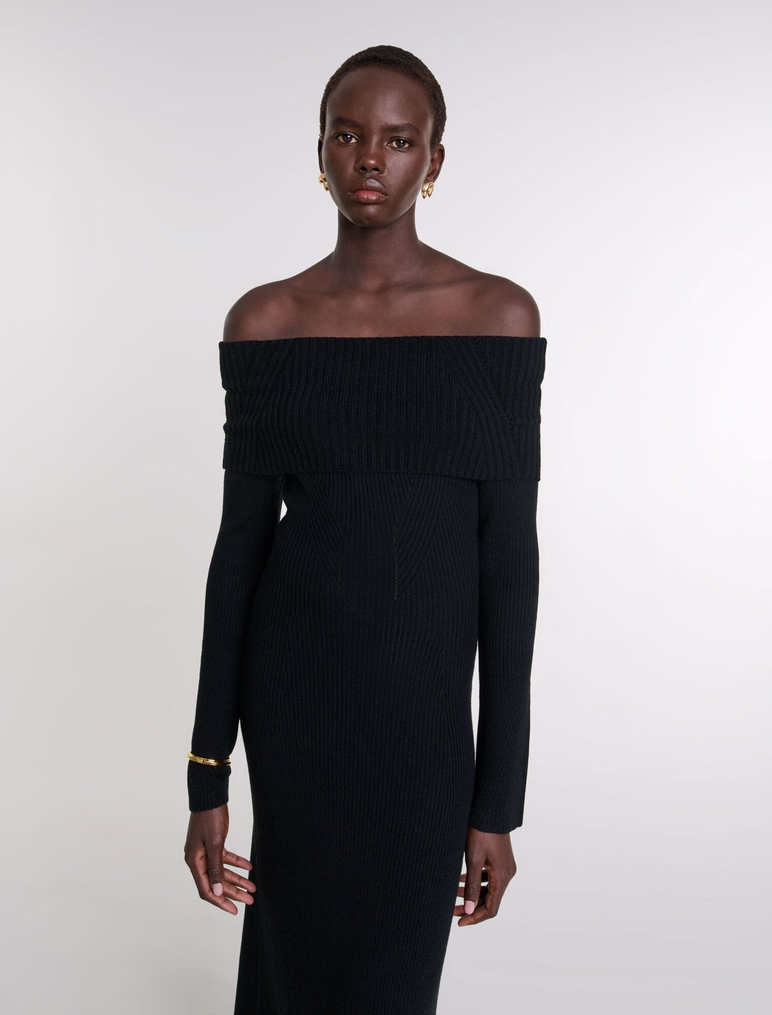 Black-Knit Maxi Dress