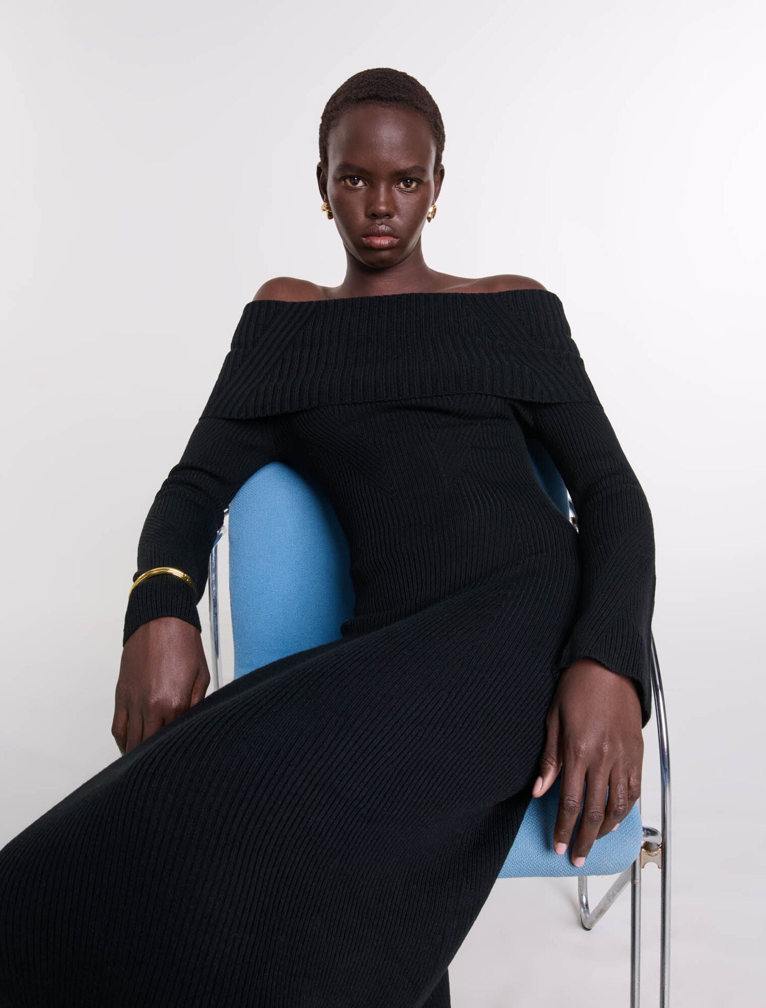Black-Knit Maxi Dress