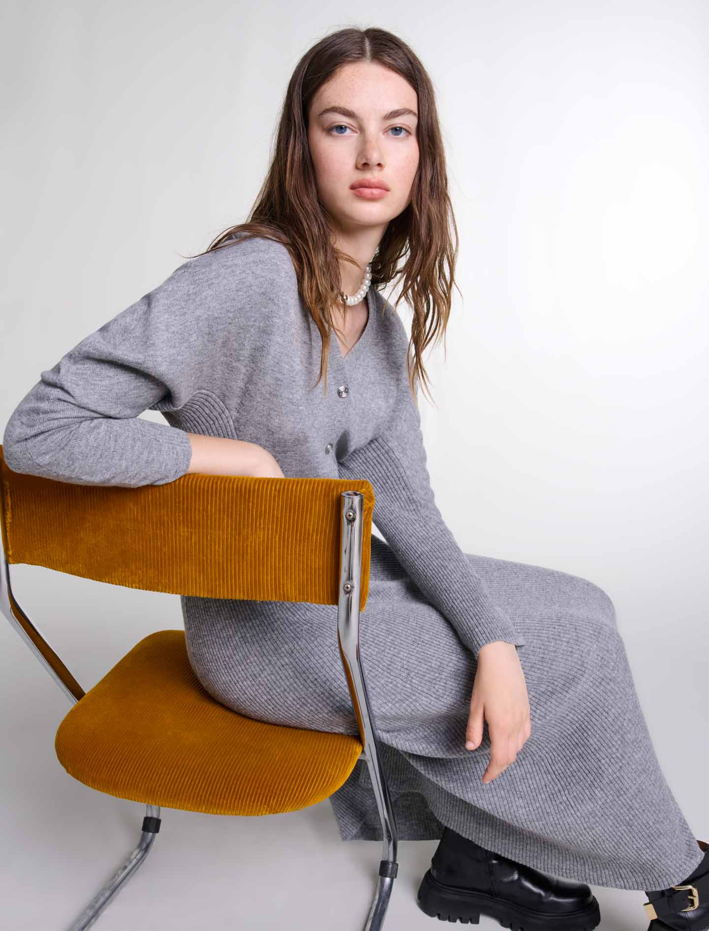 Grey   Knit maxi dress
