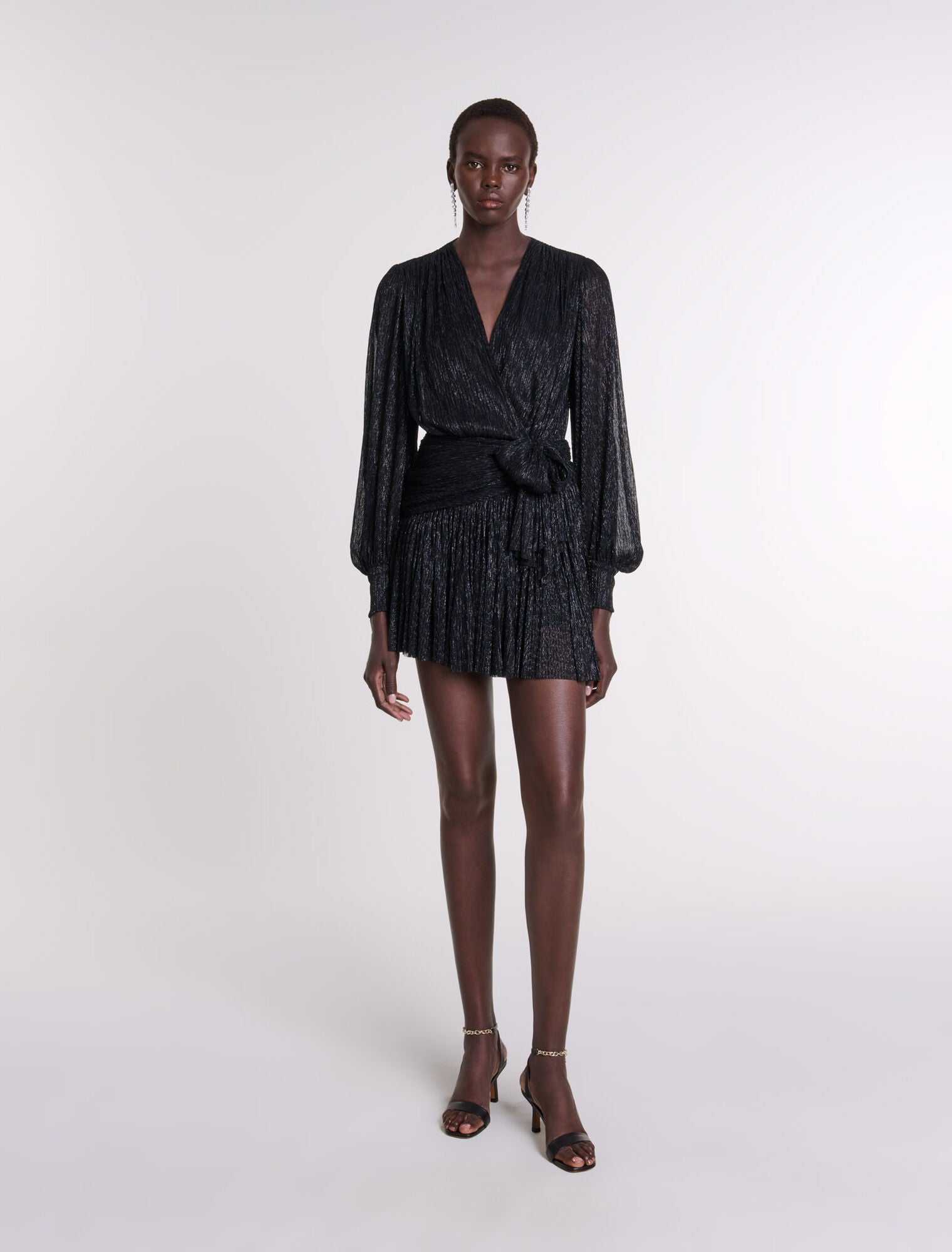 Black-featured-Short lamé dress