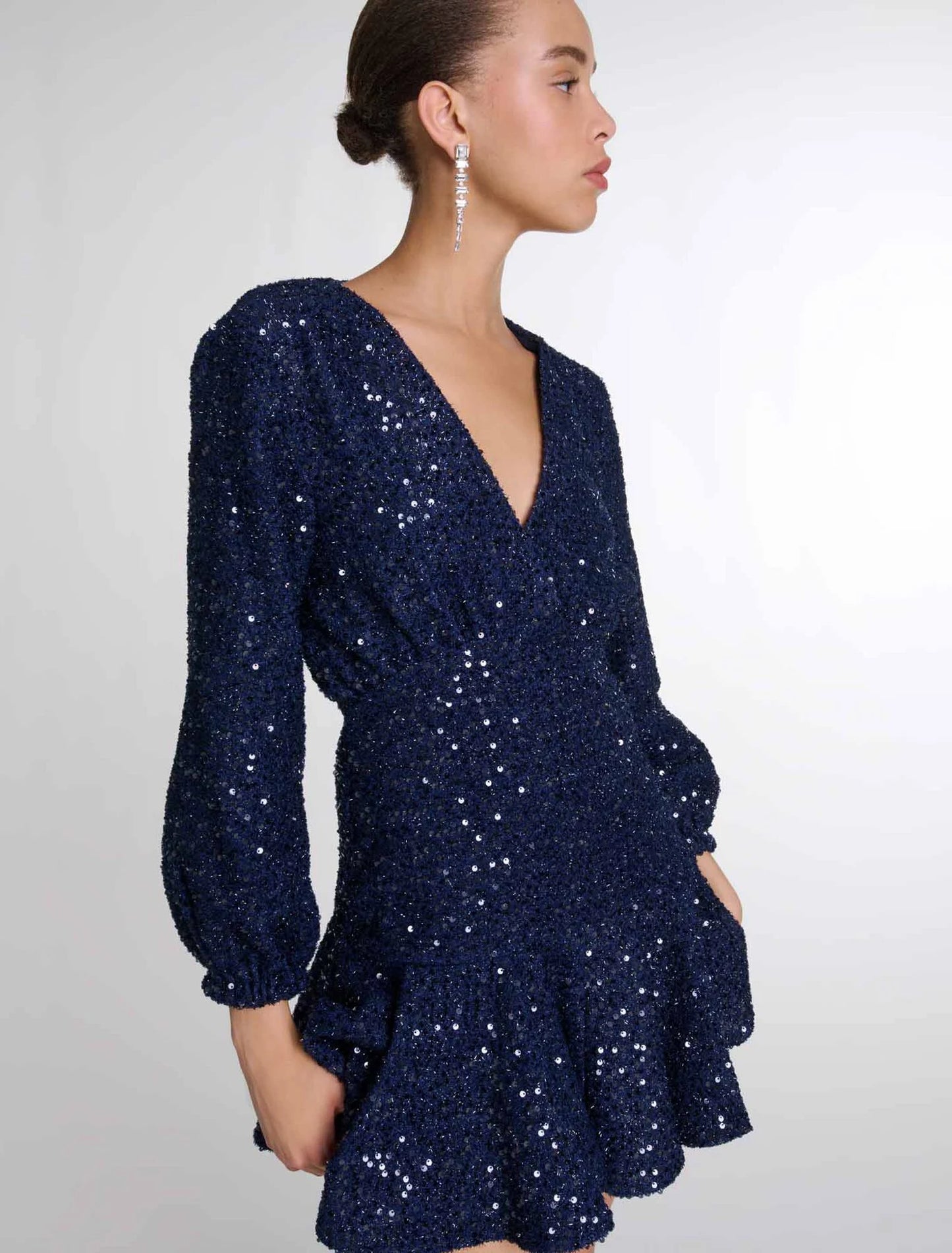 Navy  -Short sequin dress