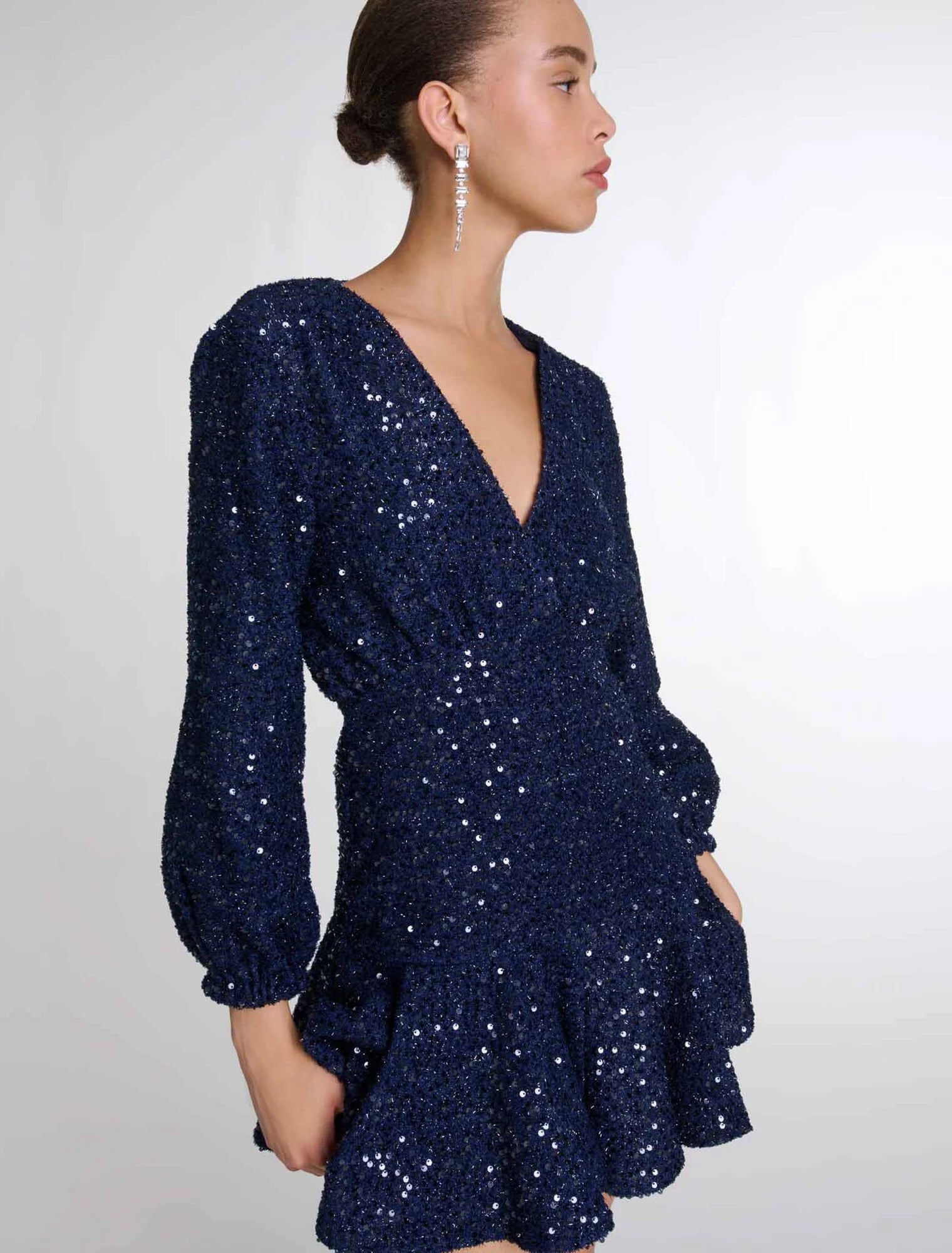 Navy  -Short sequin dress