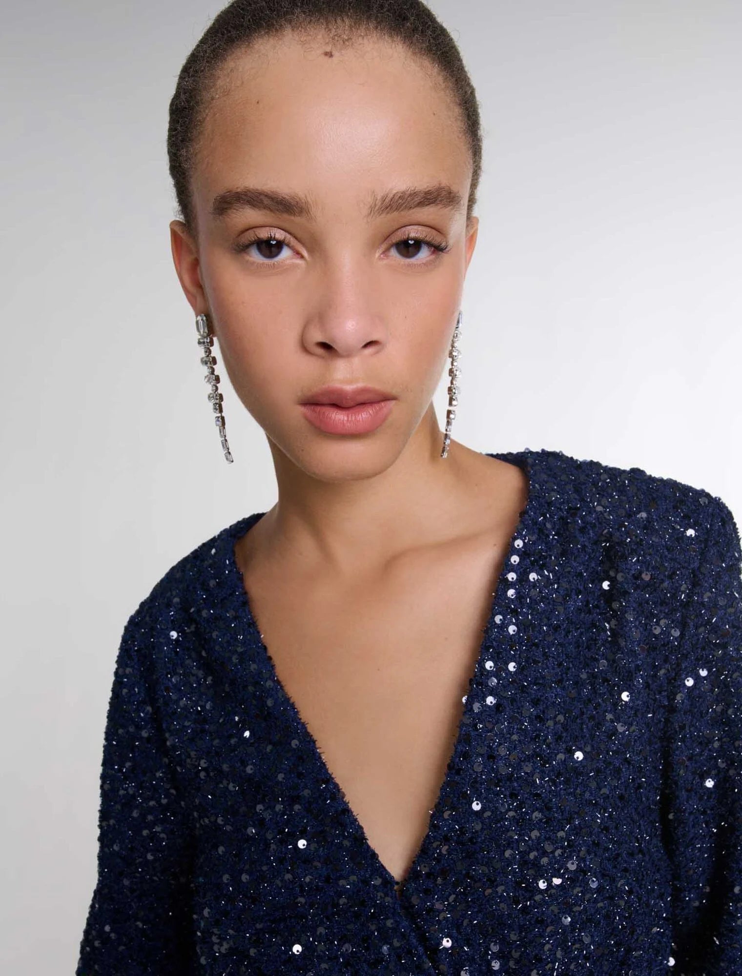 Navy  -Short sequin dress