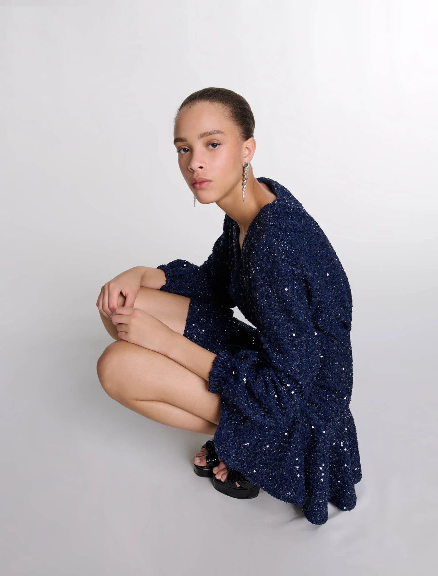Navy  -Short sequin dress