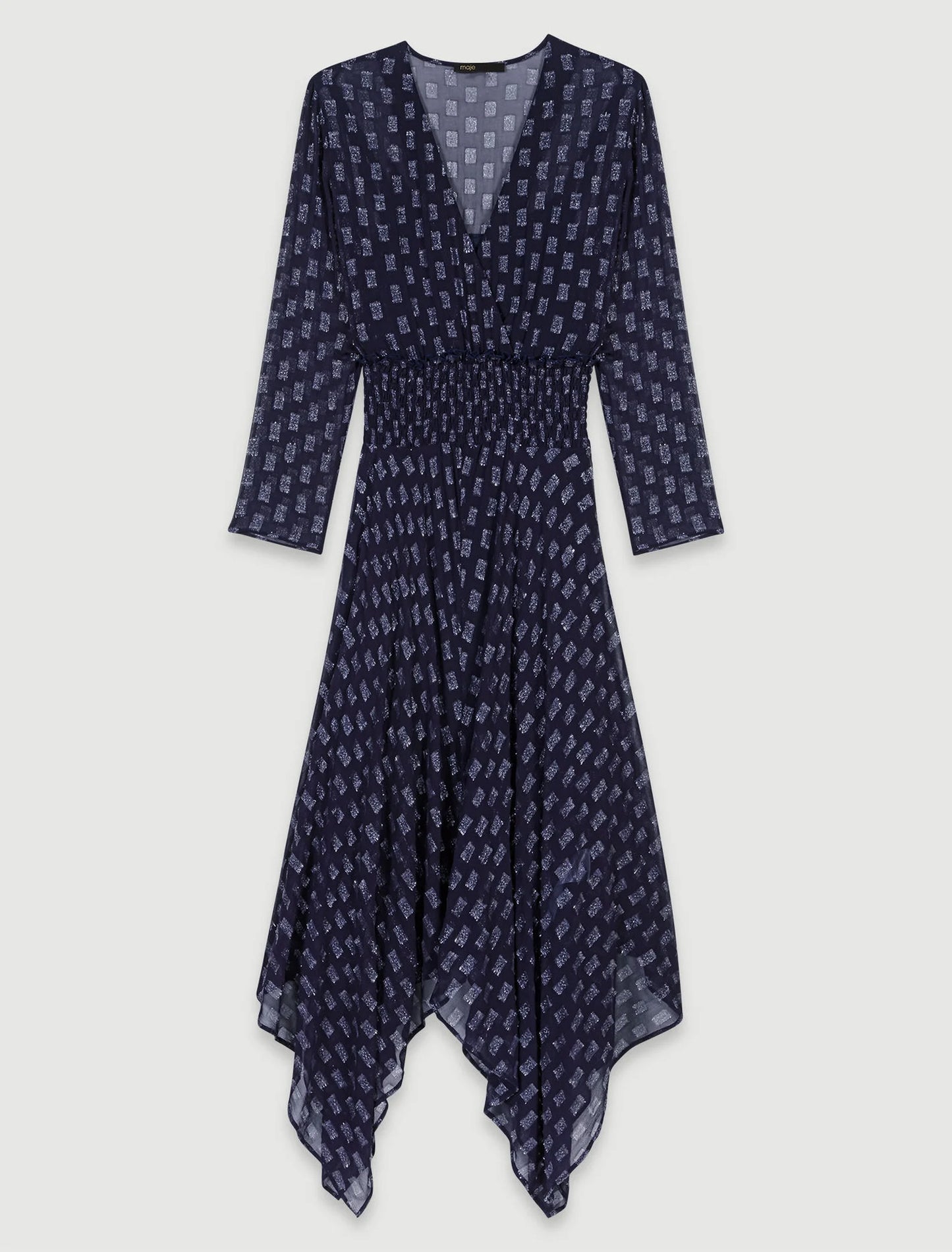 Navy  -Asymmetrical floral maxi dress