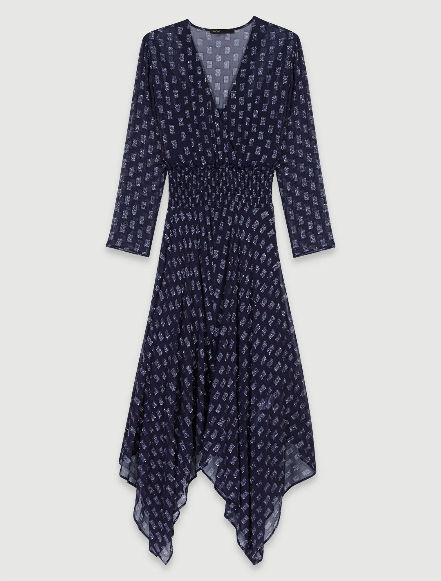 Navy  -Asymmetrical floral maxi dress