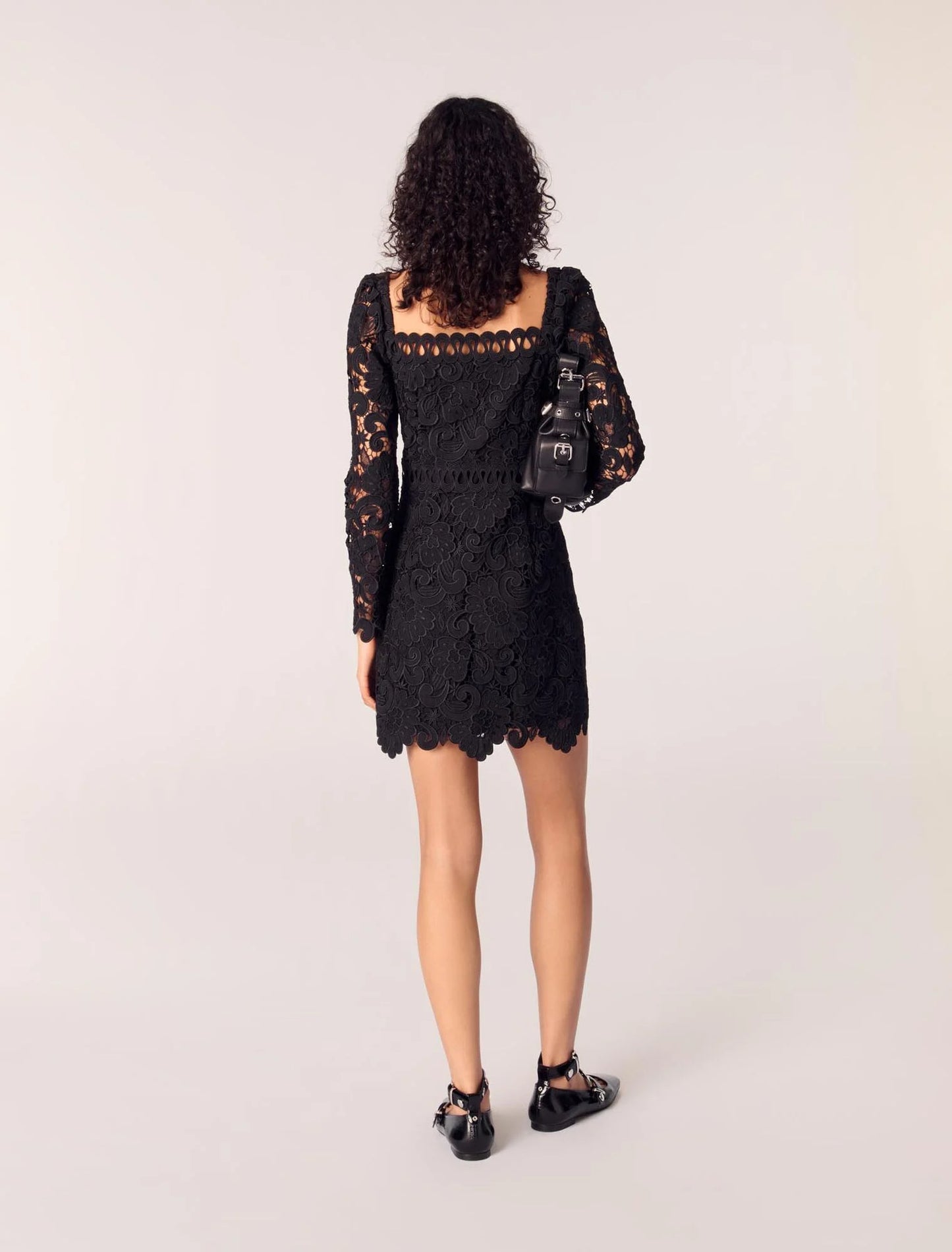 Black-Short Guipure Dress