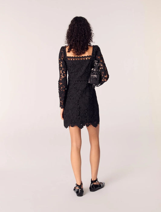 Black-Short Guipure Dress