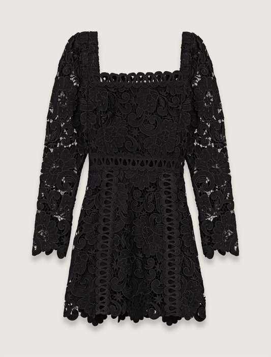 Black-Short Guipure Dress