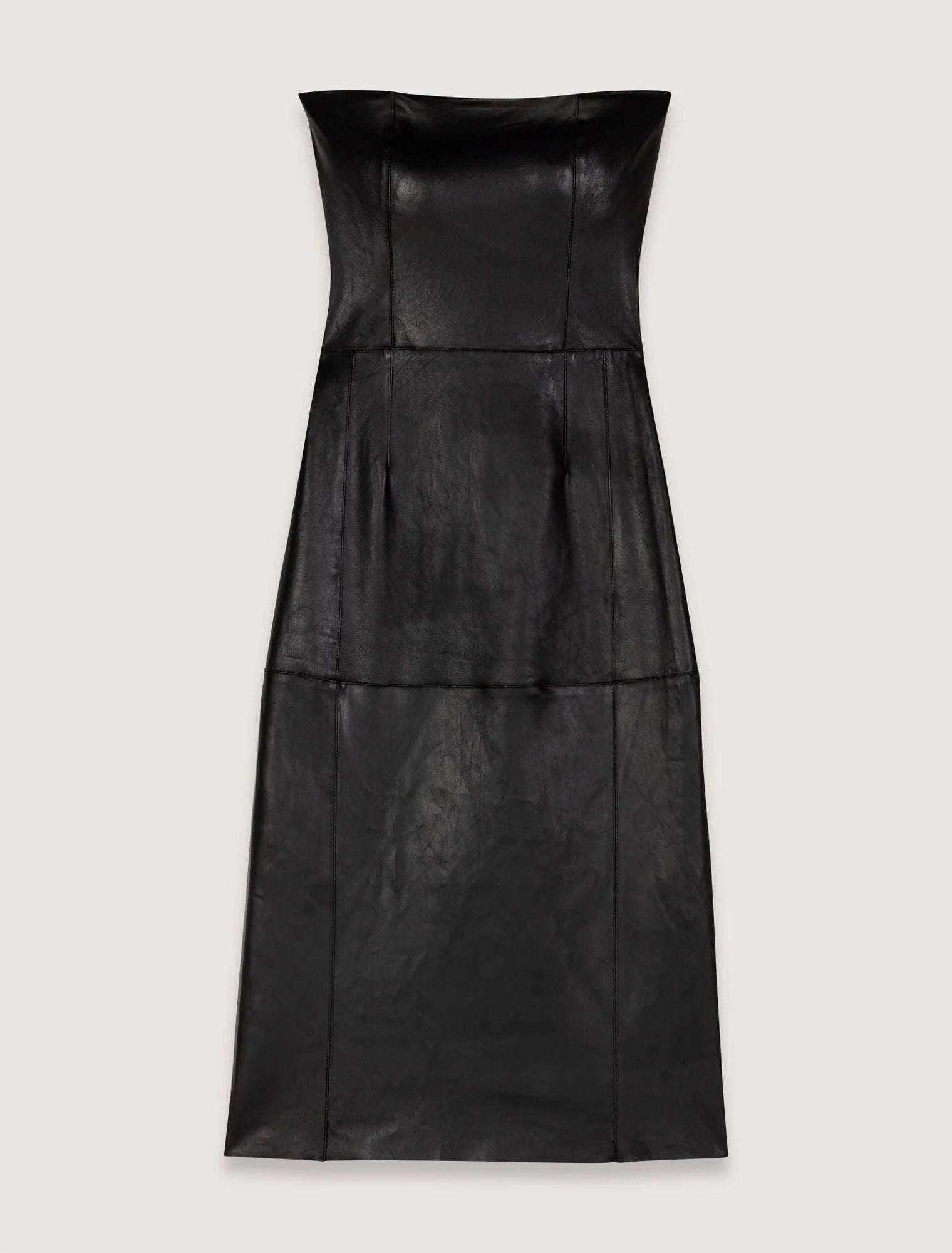 Bustier stretch leather midi dress