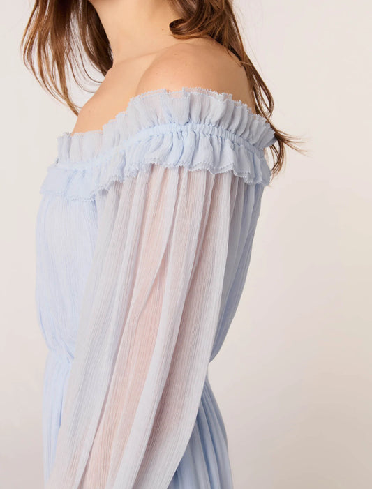 Blue Sky-Chiffon maxi dress