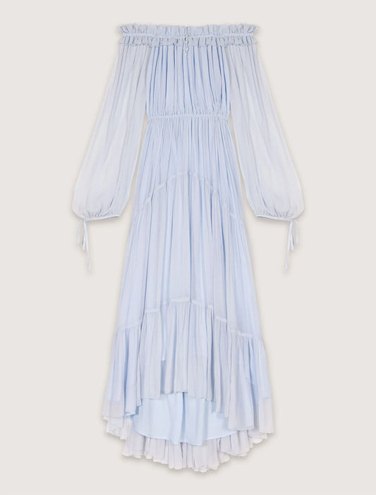 Blue Sky-Chiffon maxi dress
