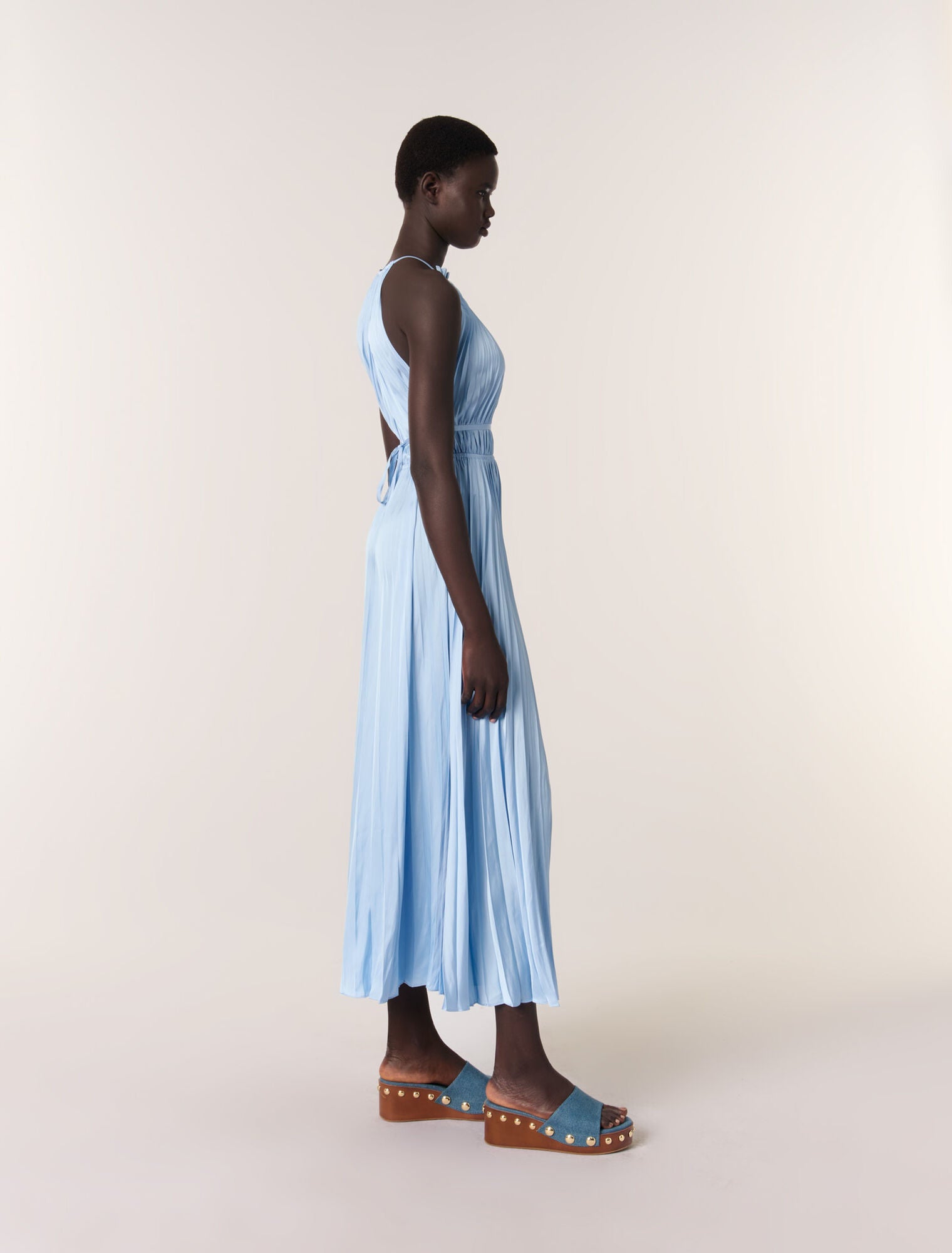 Blue Sky-Pleated maxi dress