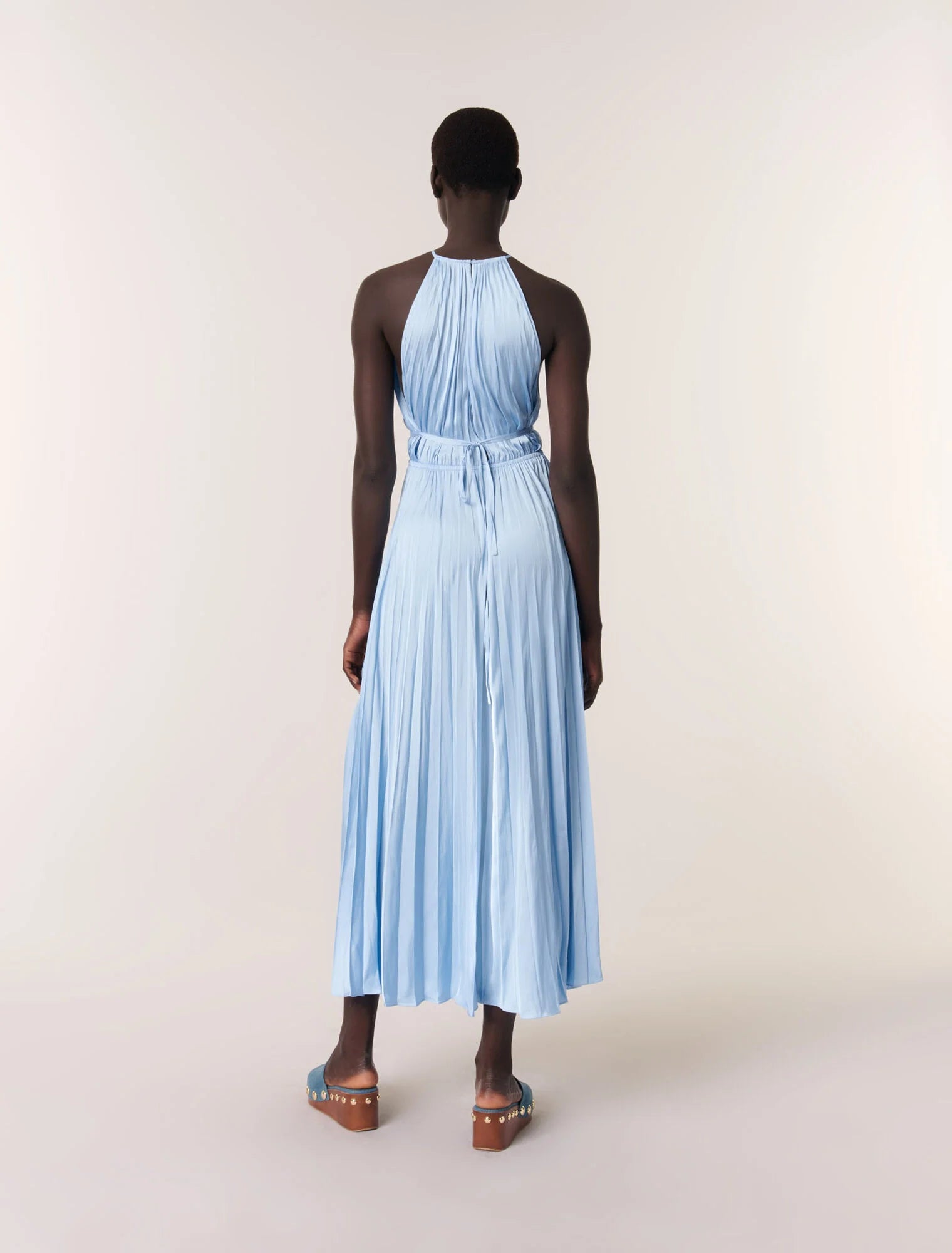 Blue Sky-Pleated maxi dress