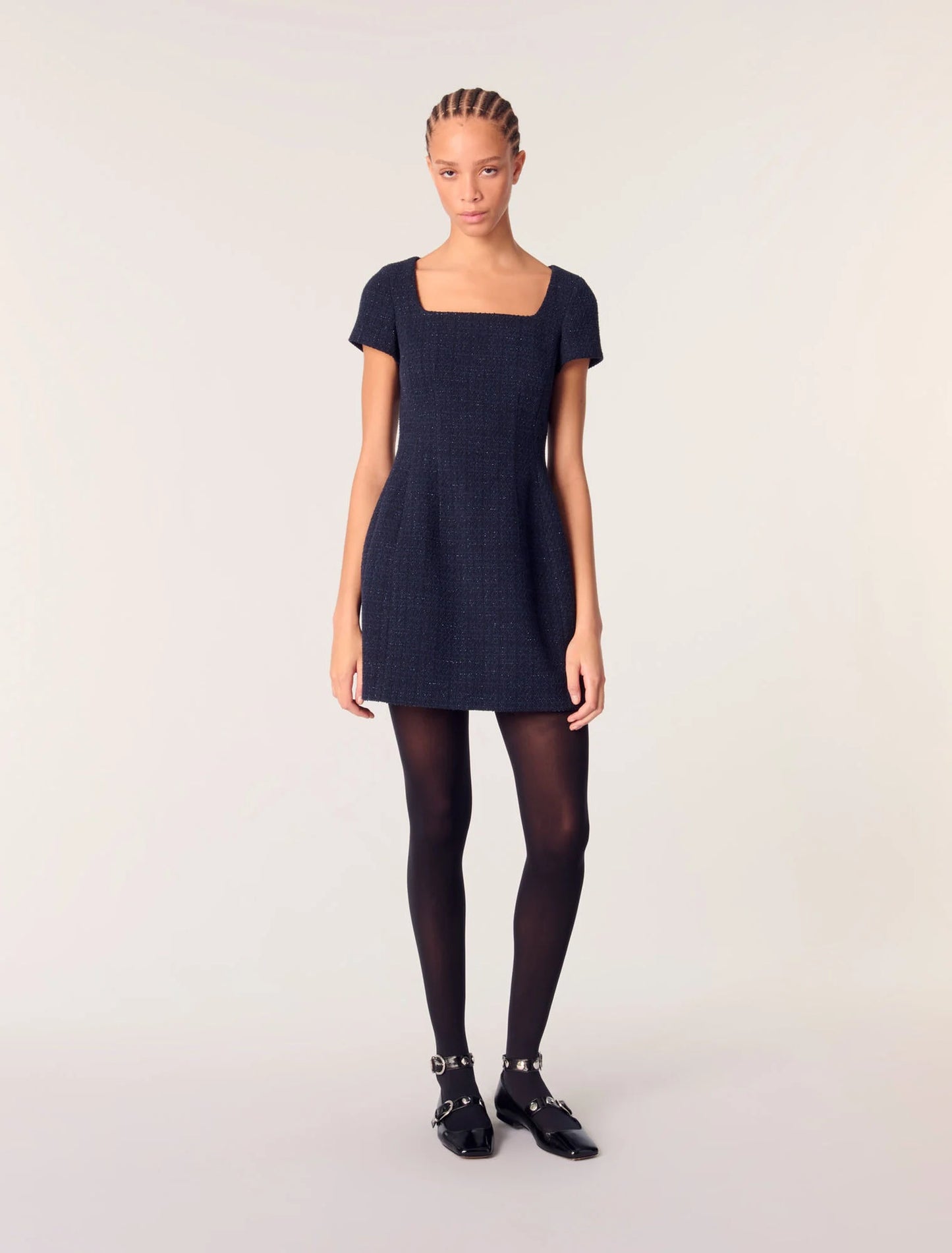 Short tweed dress Navy