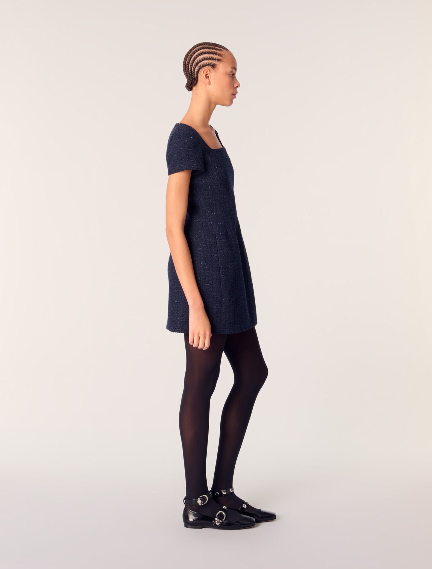 Short tweed dress Navy