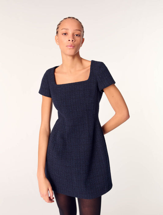 Short tweed dress Navy