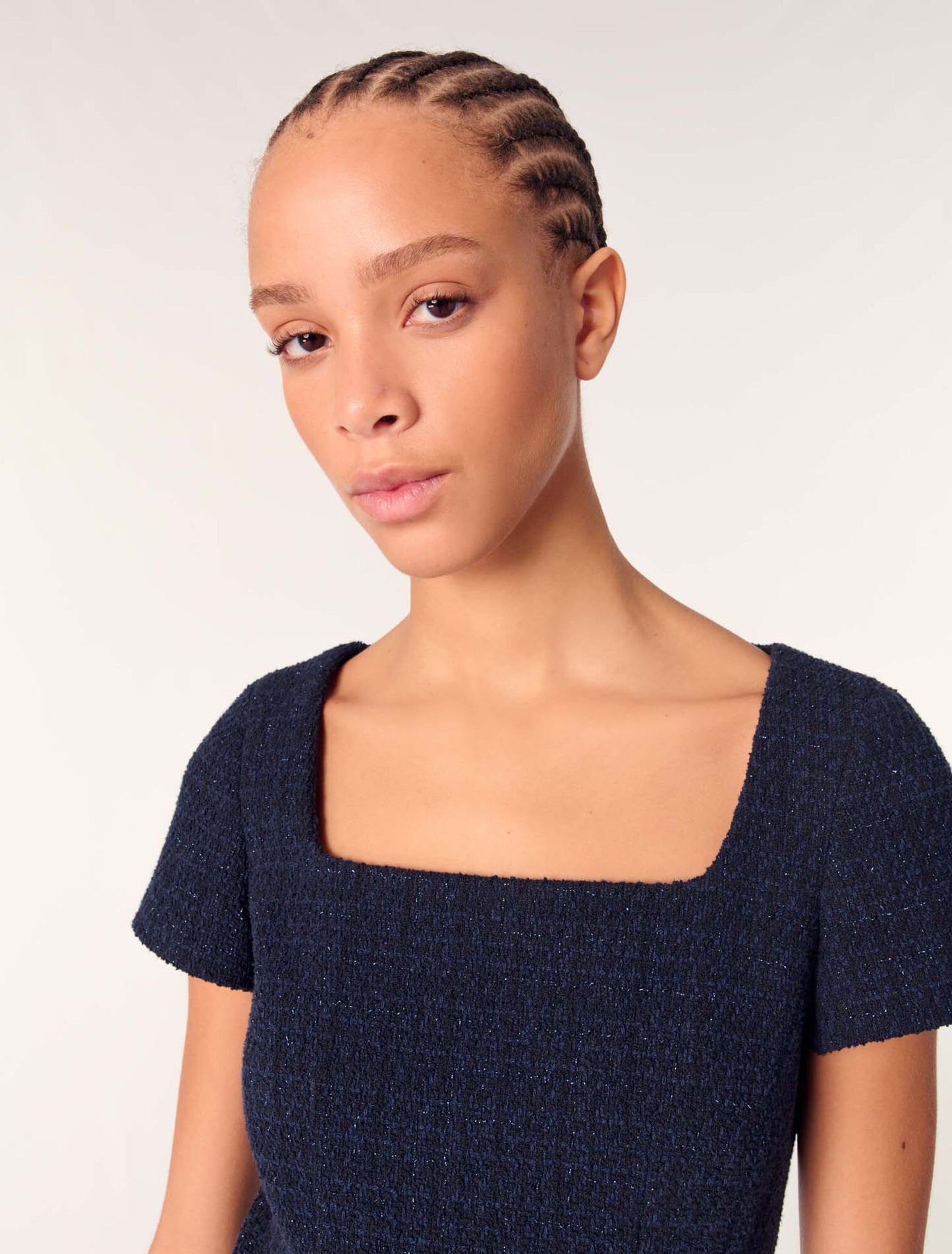 Short tweed dress Navy