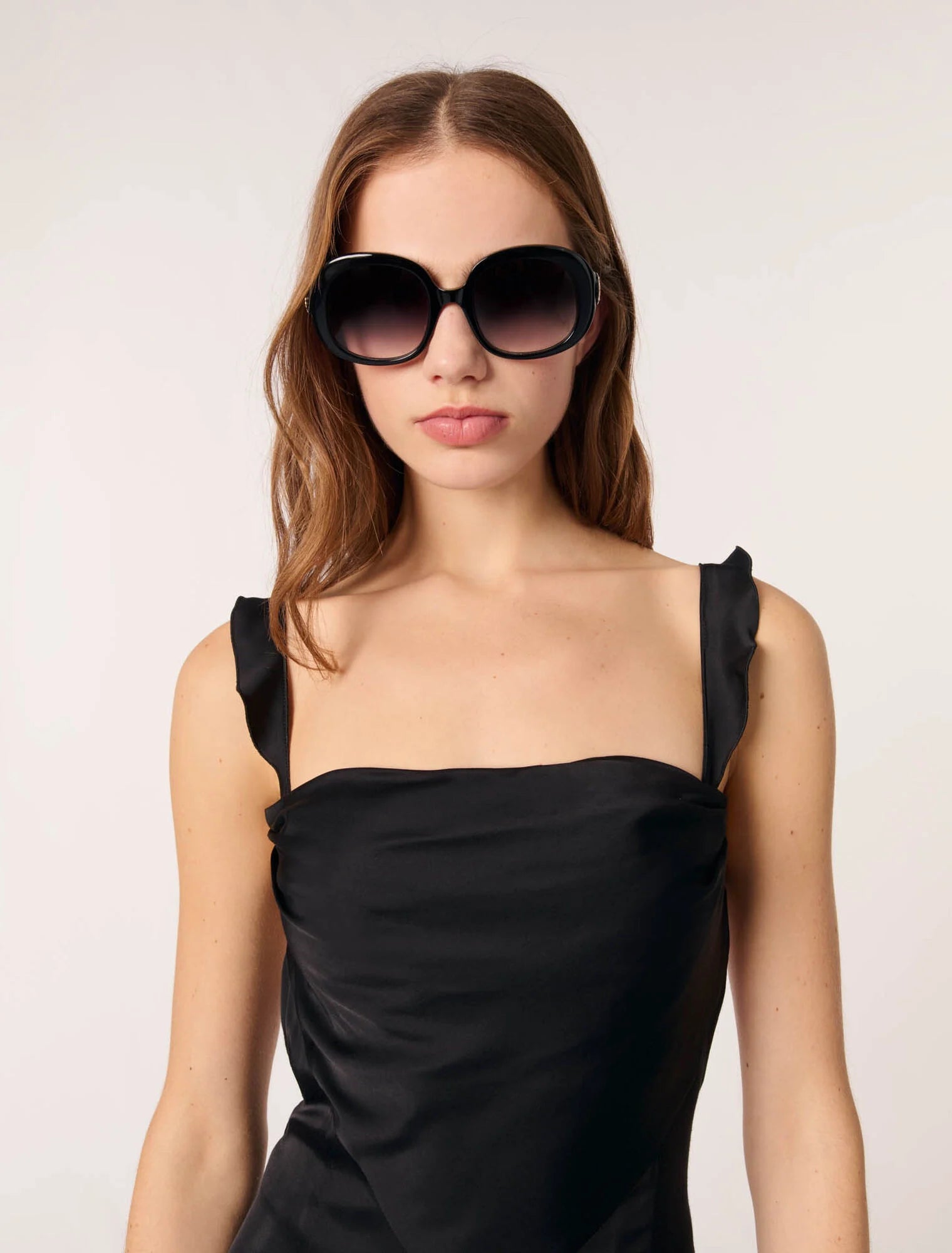 Black-Satin-look maxi dress