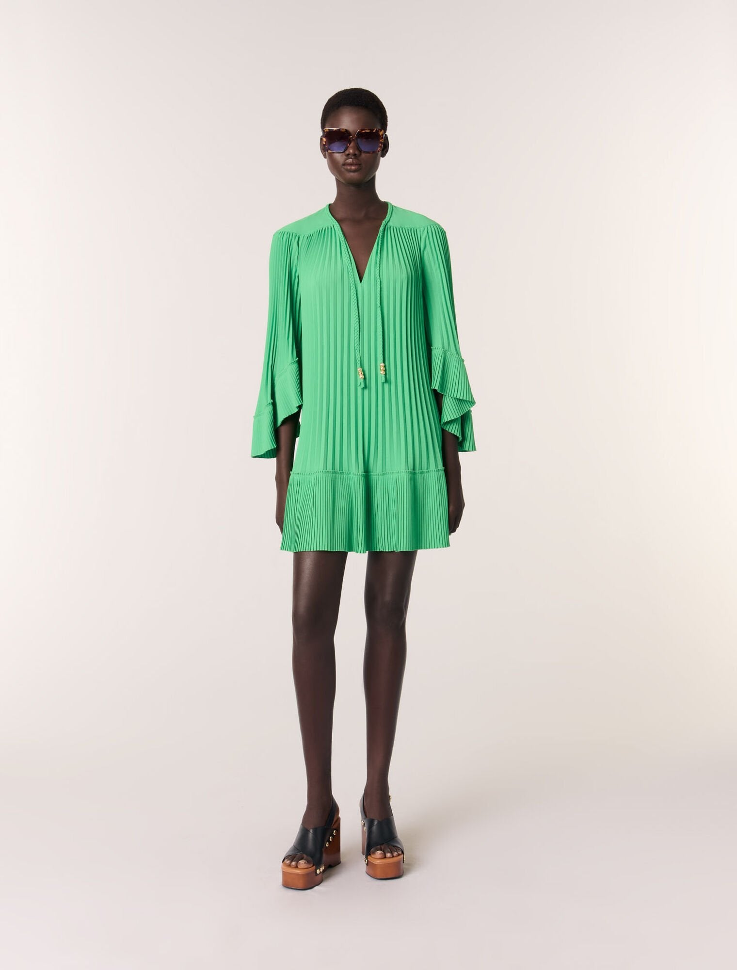 Green featured Short pleated dress