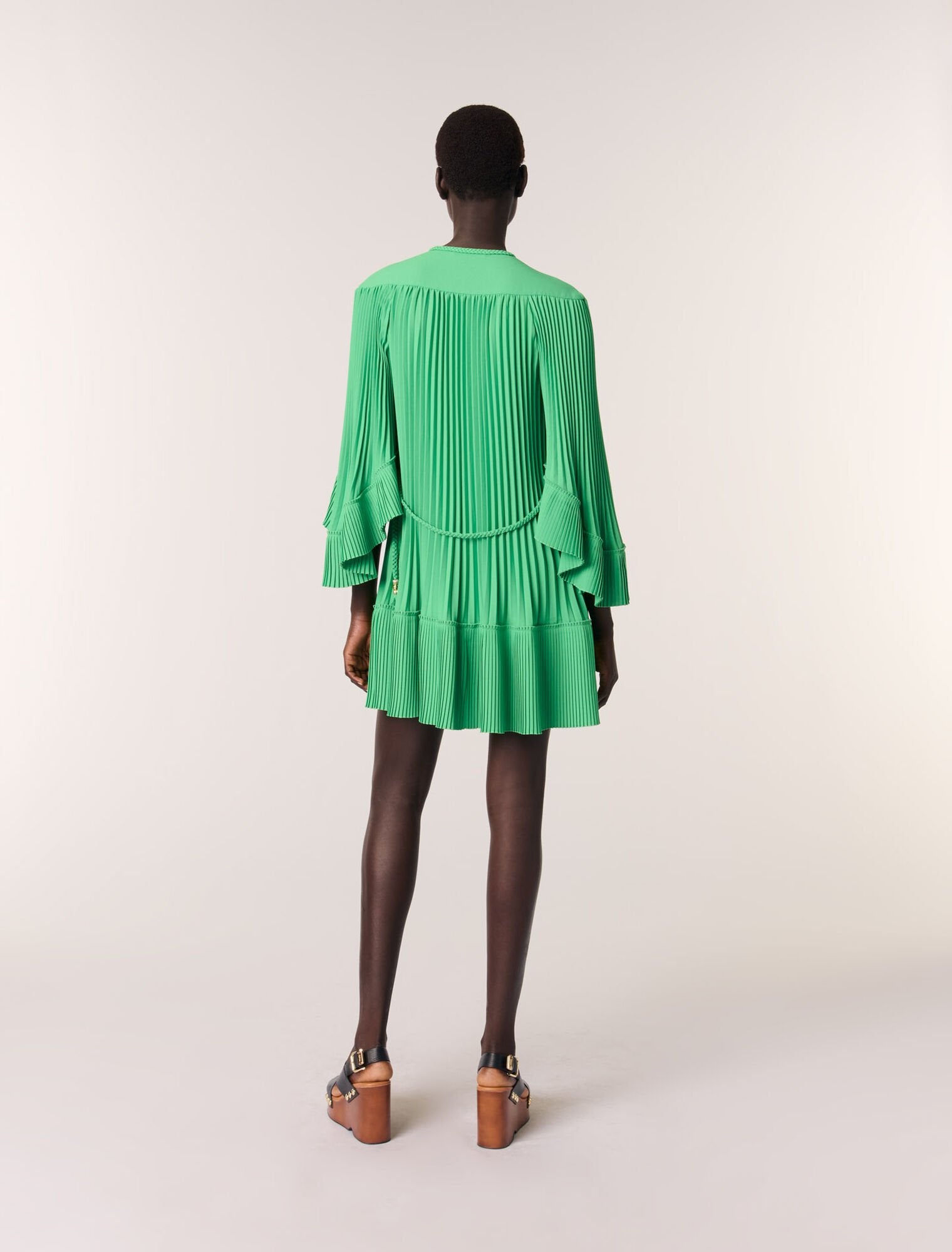Green Short pleated dress