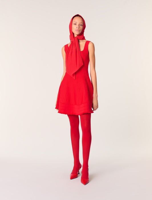 Red-Retractable scarf hood