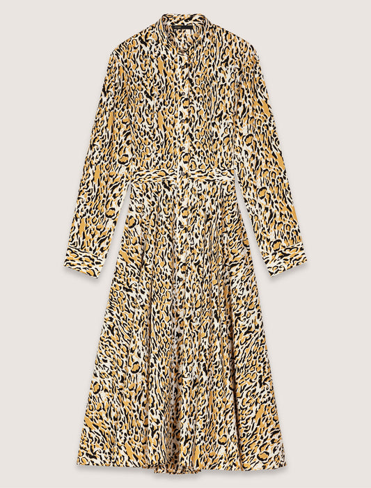 Leopard print-Leopard print midi dress