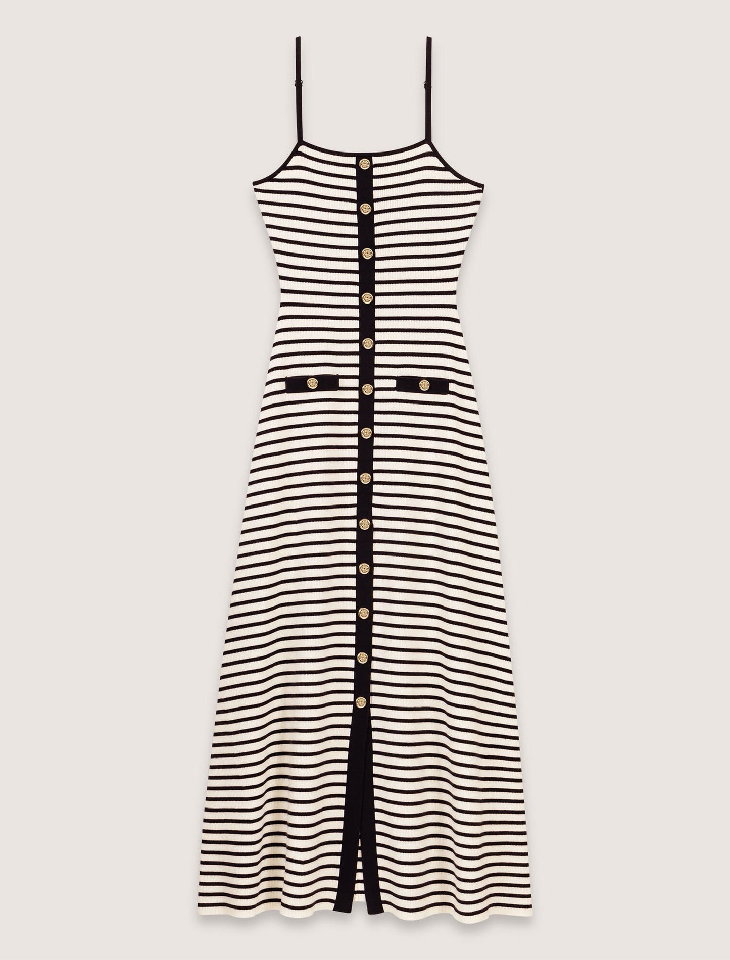 Navy / Ecru Rib knit maxi dress