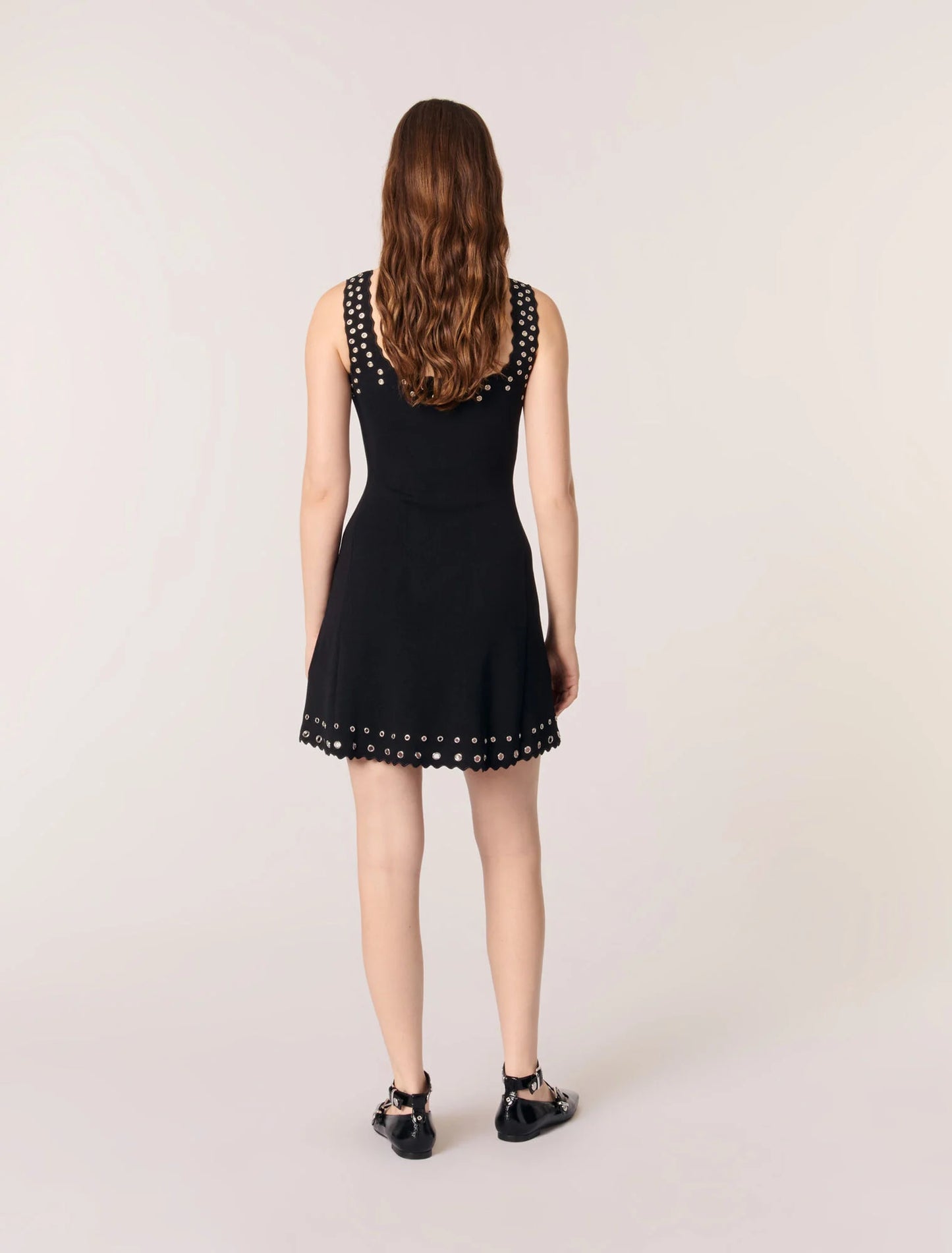 Black-Short eyelet knit dress