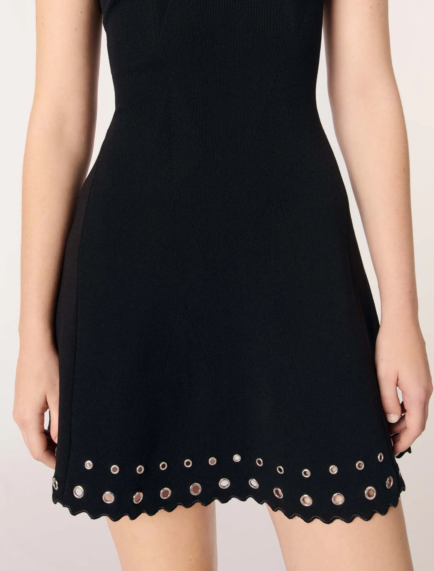 Black-Short eyelet knit dress