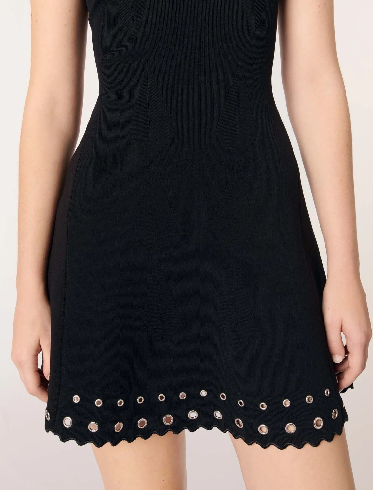 Black-Short eyelet knit dress