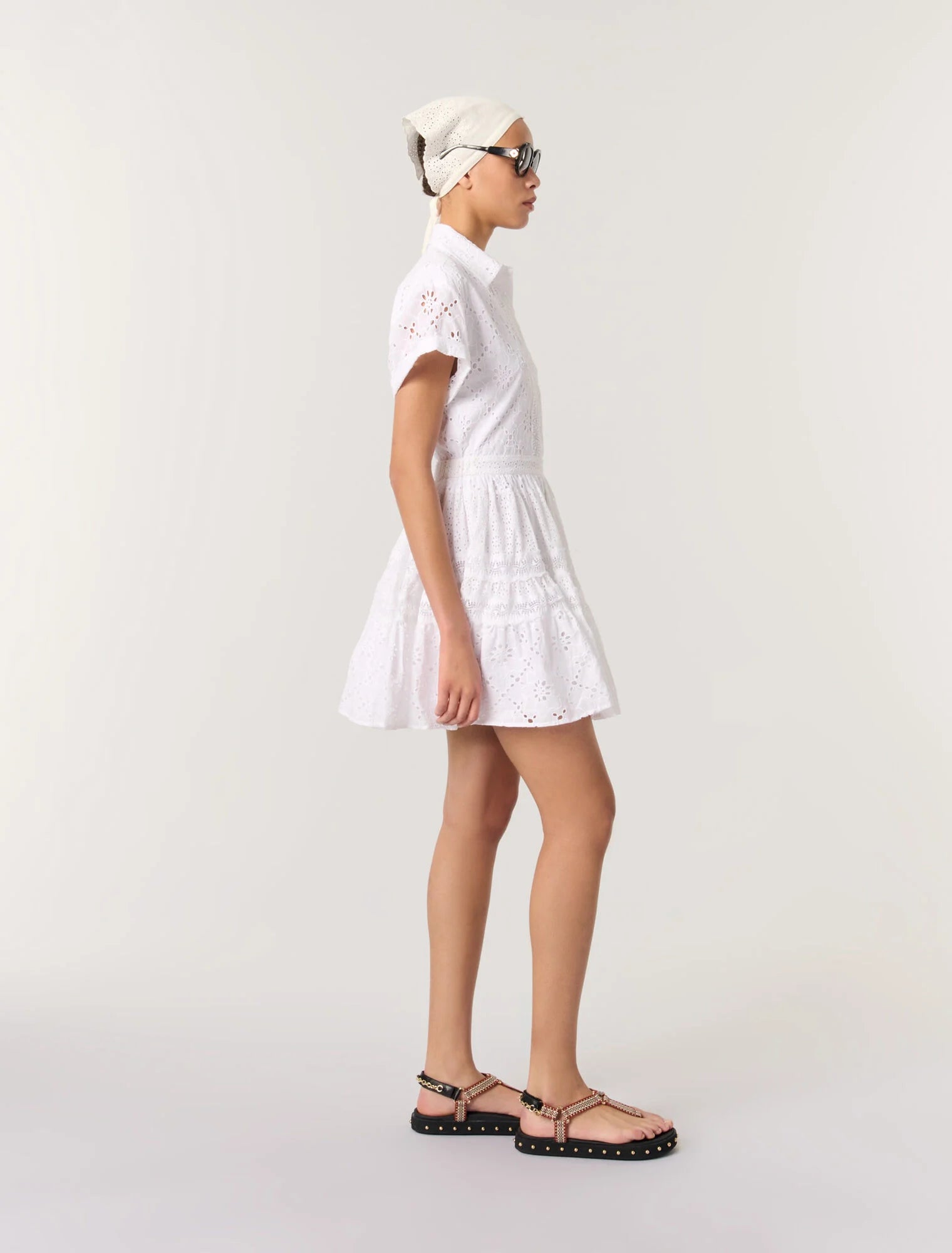 White-Embroidered babydoll dress