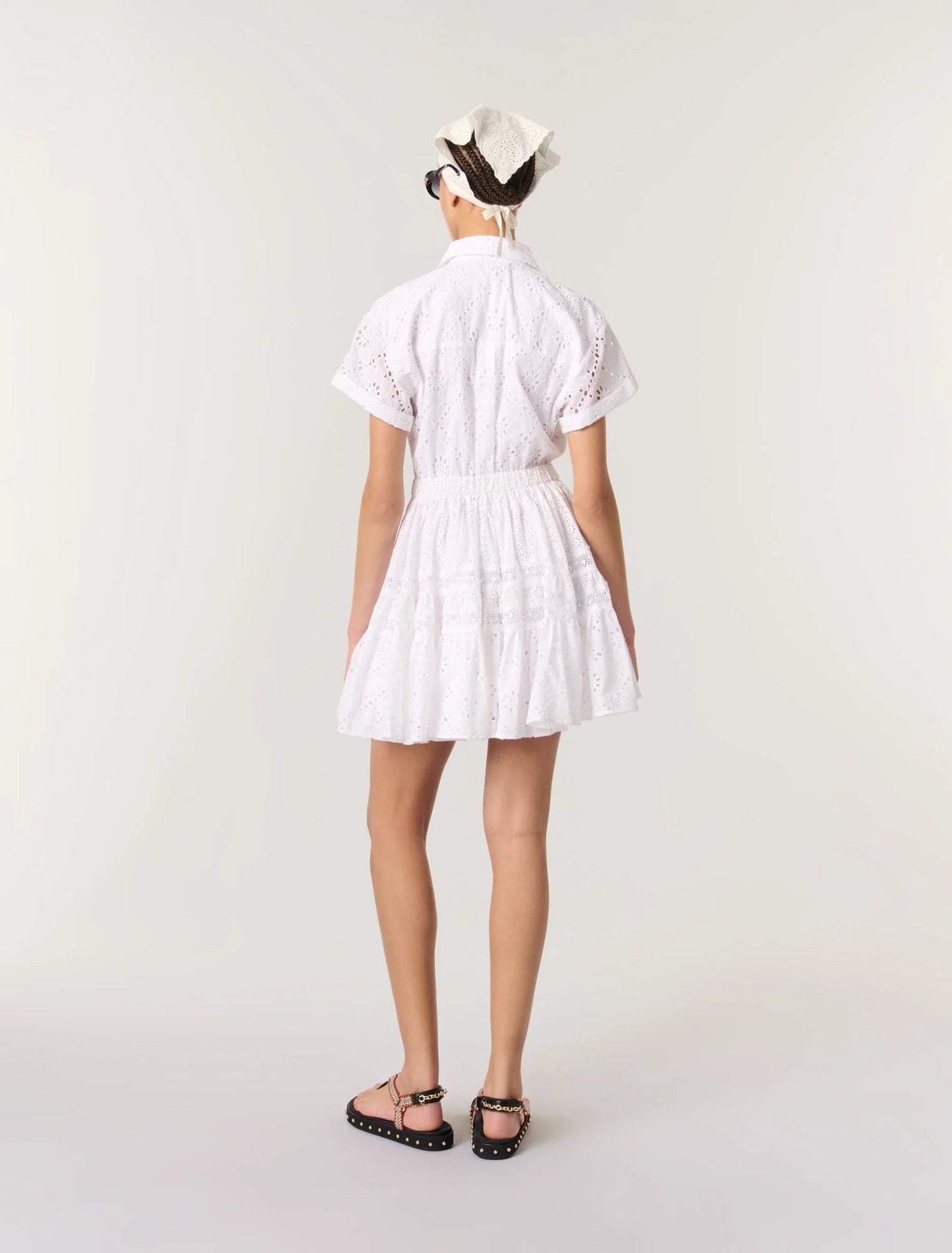 White-Embroidered babydoll dress