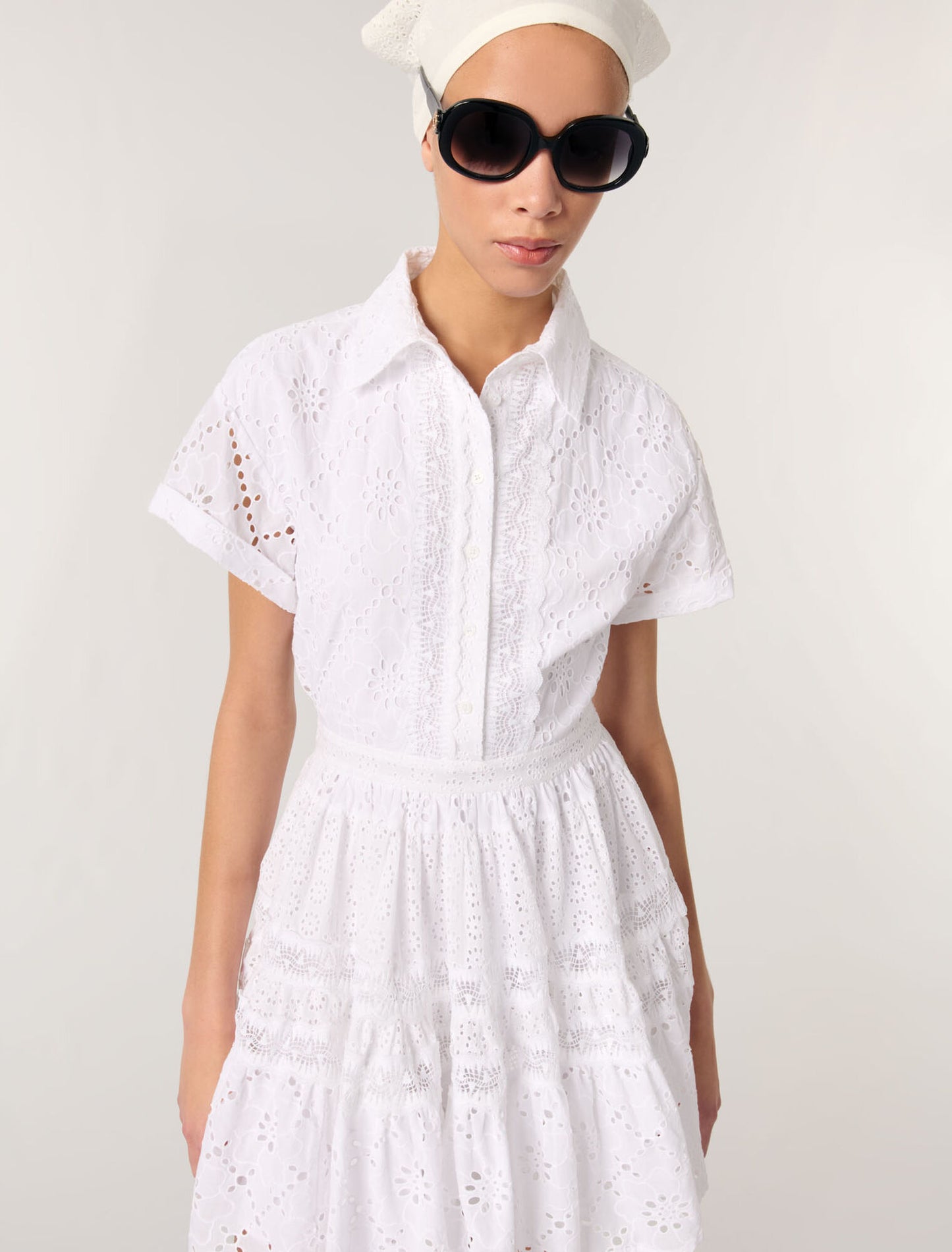White-Embroidered babydoll dress