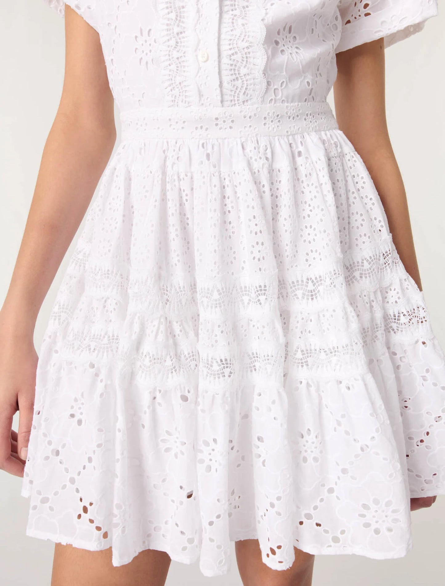 White-Embroidered babydoll dress